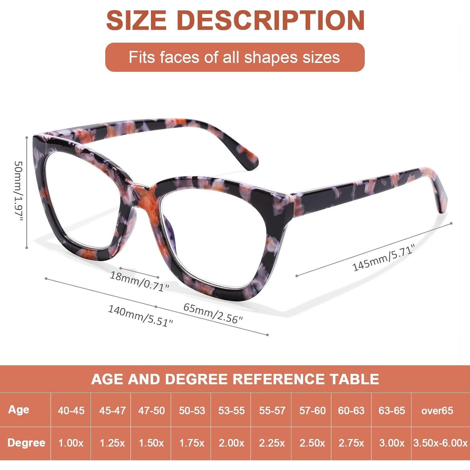 Gafas de Lectura AQWANO Mujeres Ojo de Gato 0.0 Anti Luz Azul