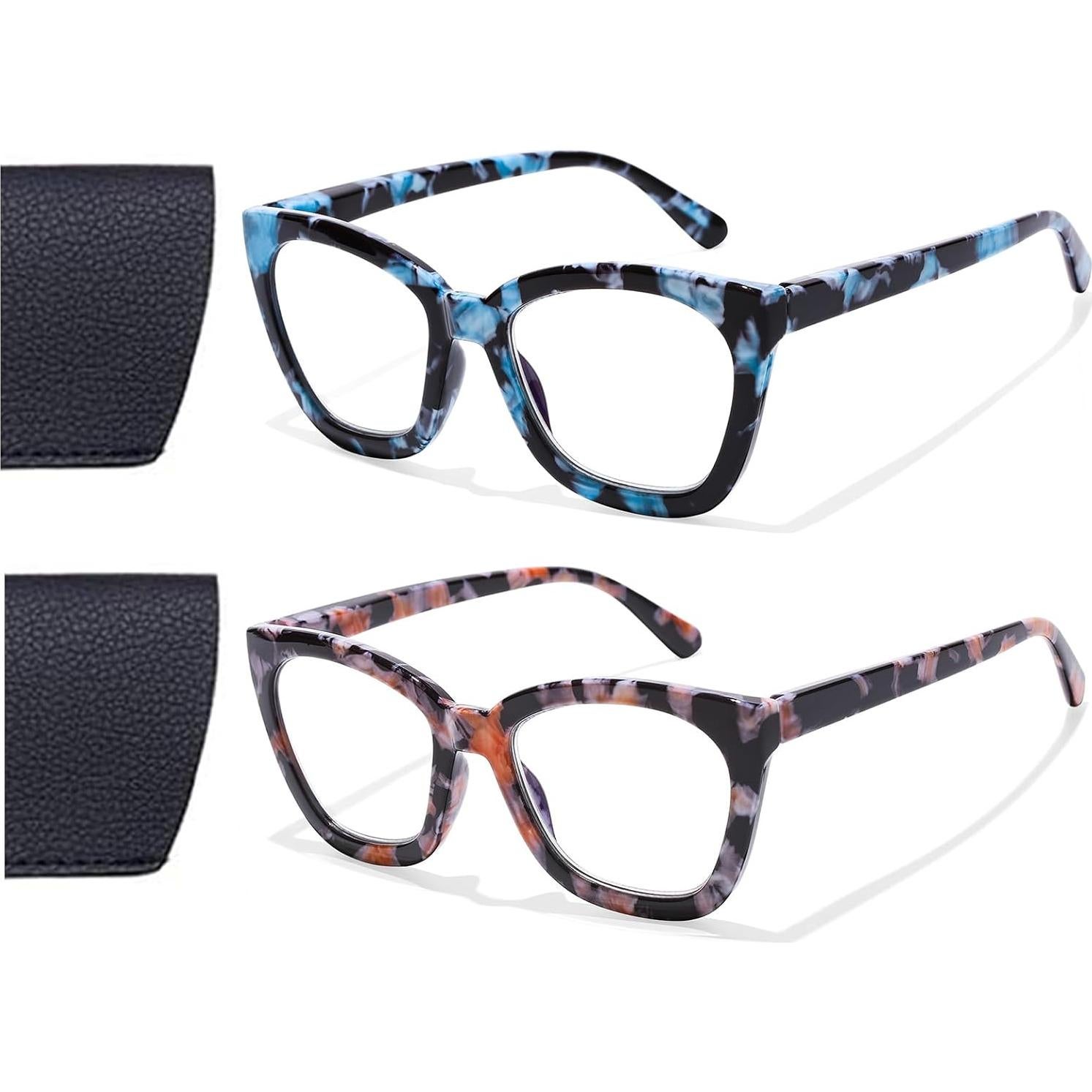 Gafas de Lectura AQWANO Mujeres Ojo de Gato 0.0 Anti Luz Azul
