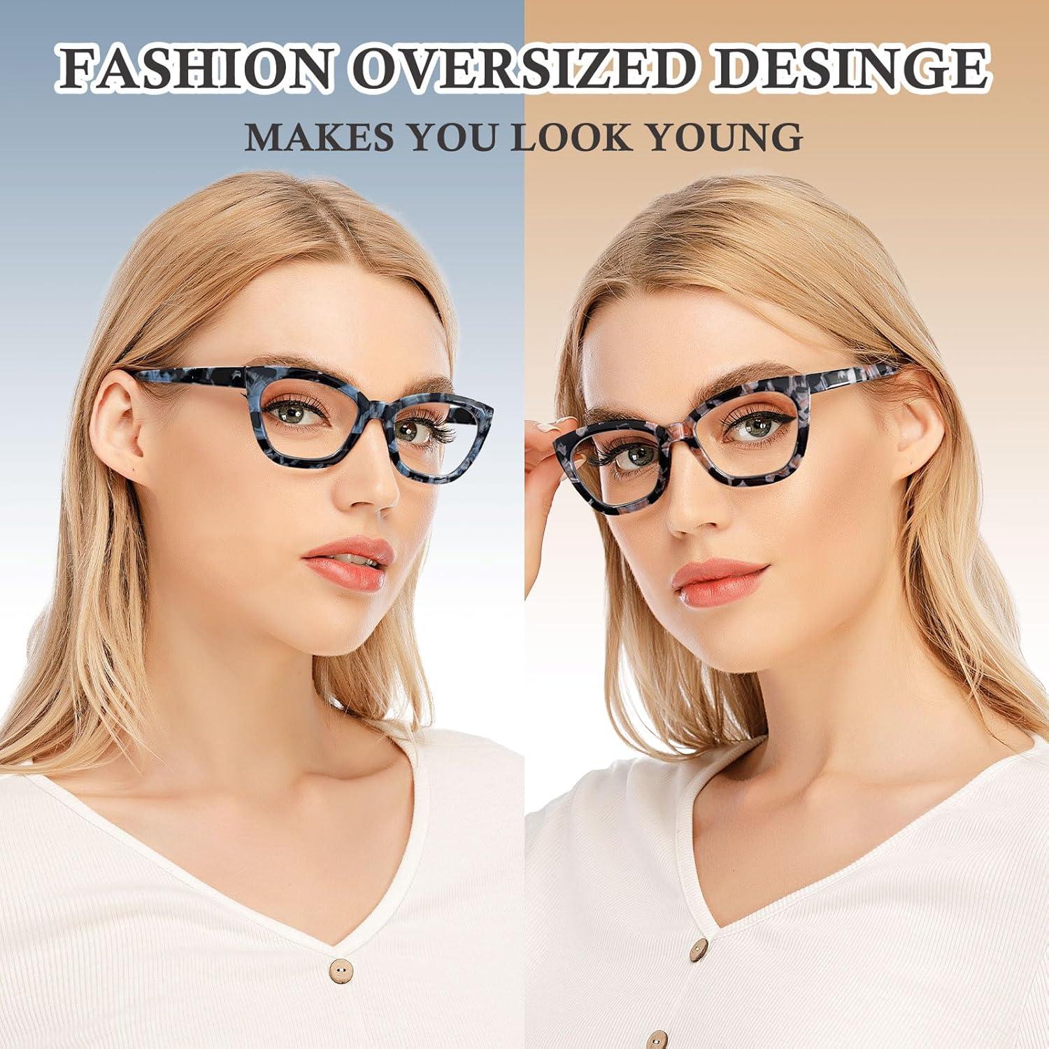 Gafas de Lectura AQWANO Mujeres Ojo de Gato 0.0 Anti Luz Azul