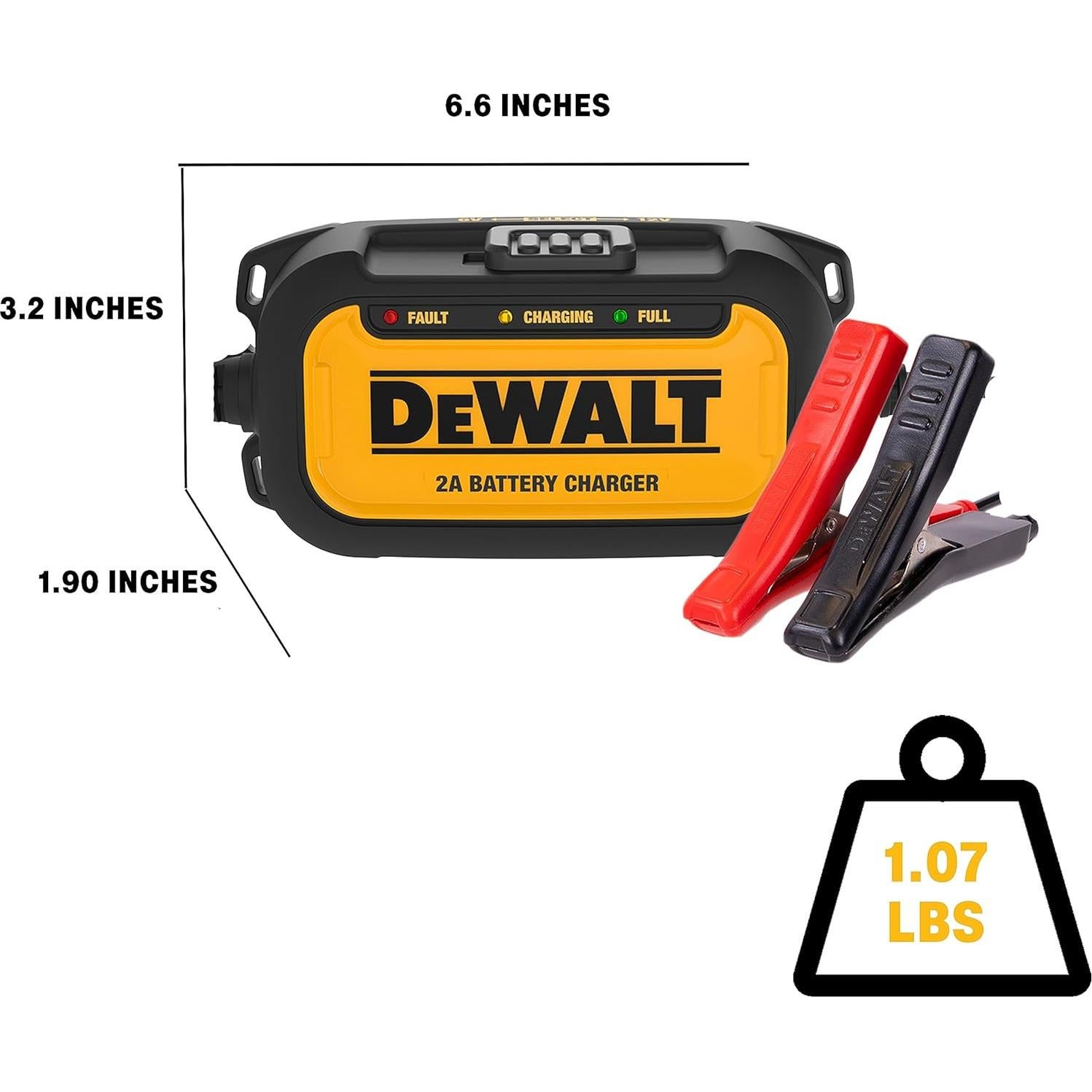 Cargador DeWalt DXAEC2 2A para Baterías 6V y 12V Amarillo