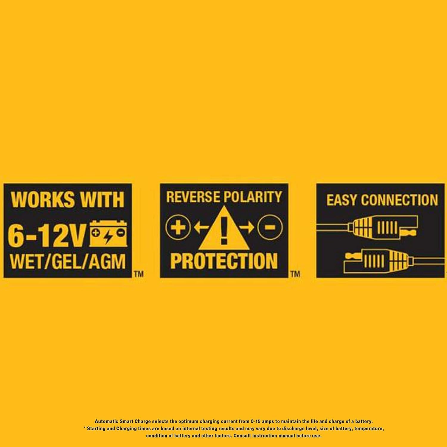 Cargador DeWalt DXAEC2 2A para Baterías 6V y 12V Amarillo