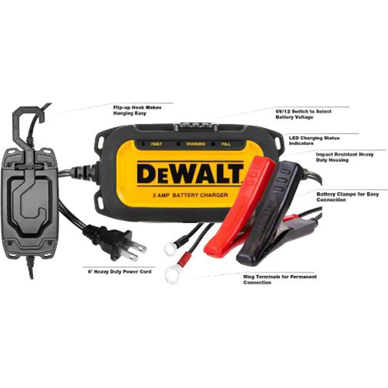 Cargador DeWalt DXAEC2 2A para Baterías 6V y 12V Amarillo