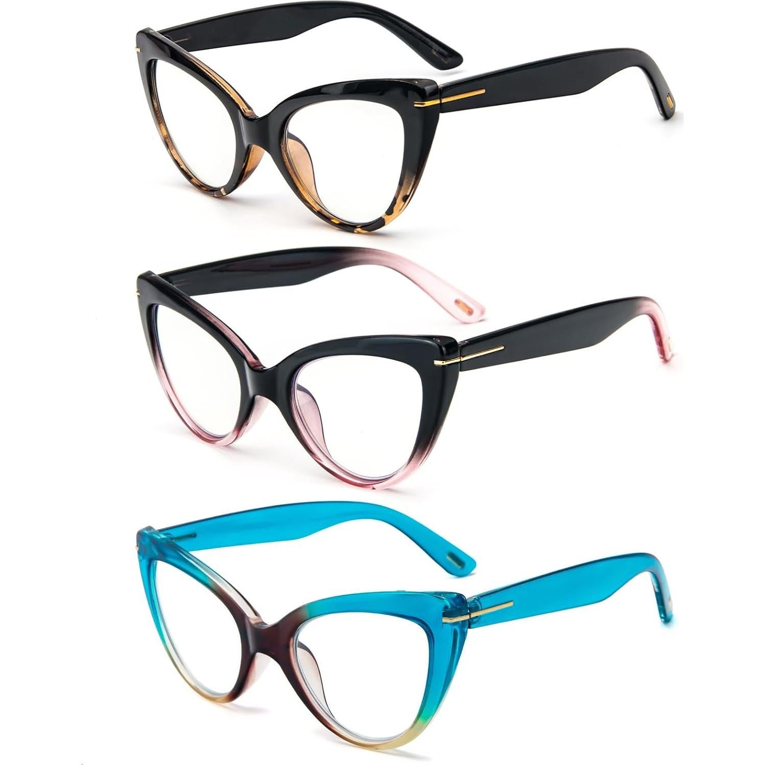 Gafas de Lectura Ojo de Gato DXYXYO 3 Paquetes 1.0x Anti Luz Azul