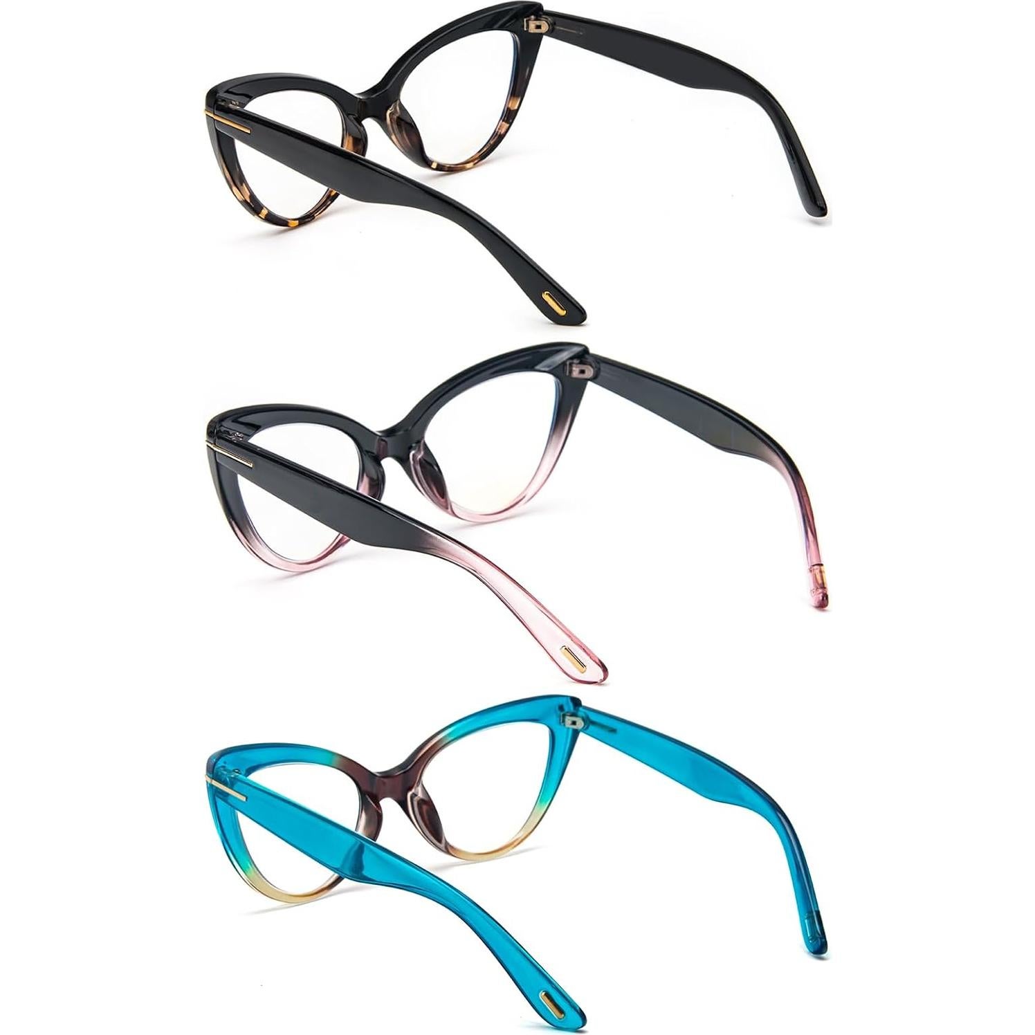 Gafas de Lectura Ojo de Gato DXYXYO 3 Paquetes 1.0x Anti Luz Azul