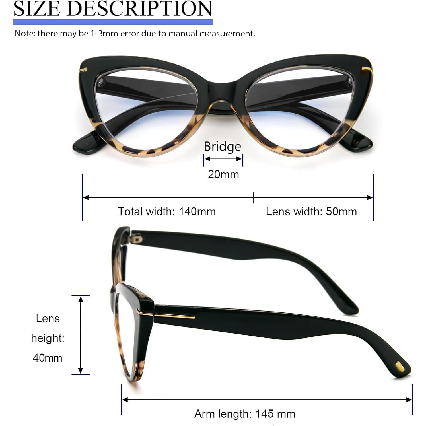 Gafas de Lectura Ojo de Gato DXYXYO 3 Paquetes 1.0x Anti Luz Azul