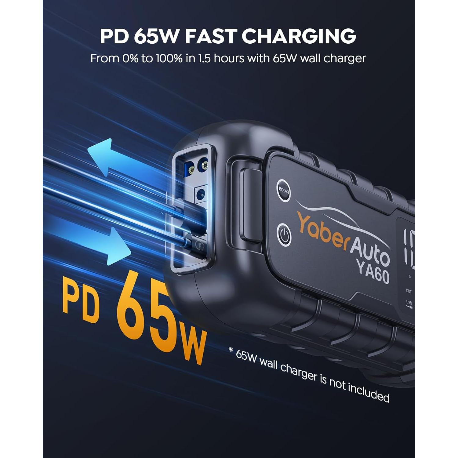 YaberAuto Arrancador de Batería 7000A YA60 Carga Rápida