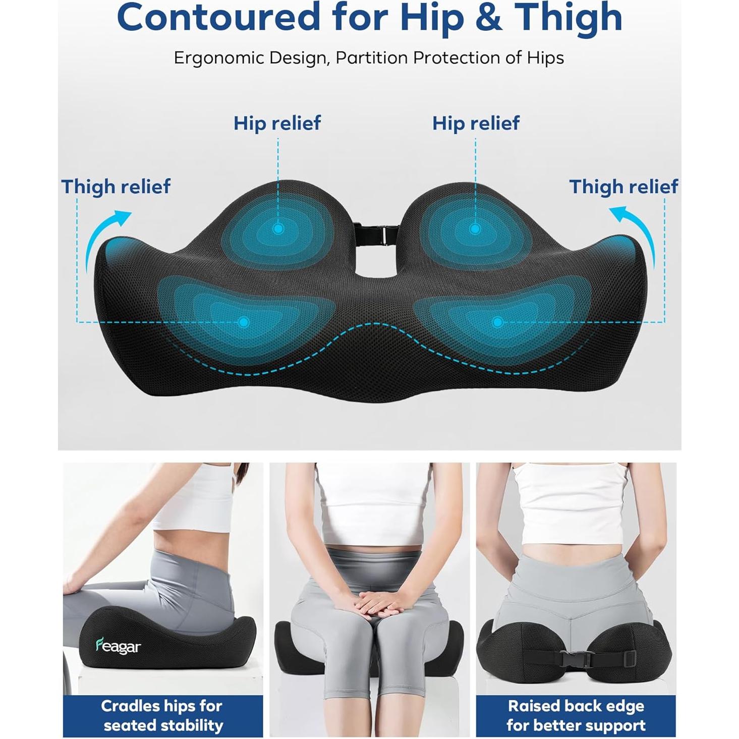 Cojín de Silla de Oficina Feagar C18 Espuma Viscoelástica 49.7x39.9cm