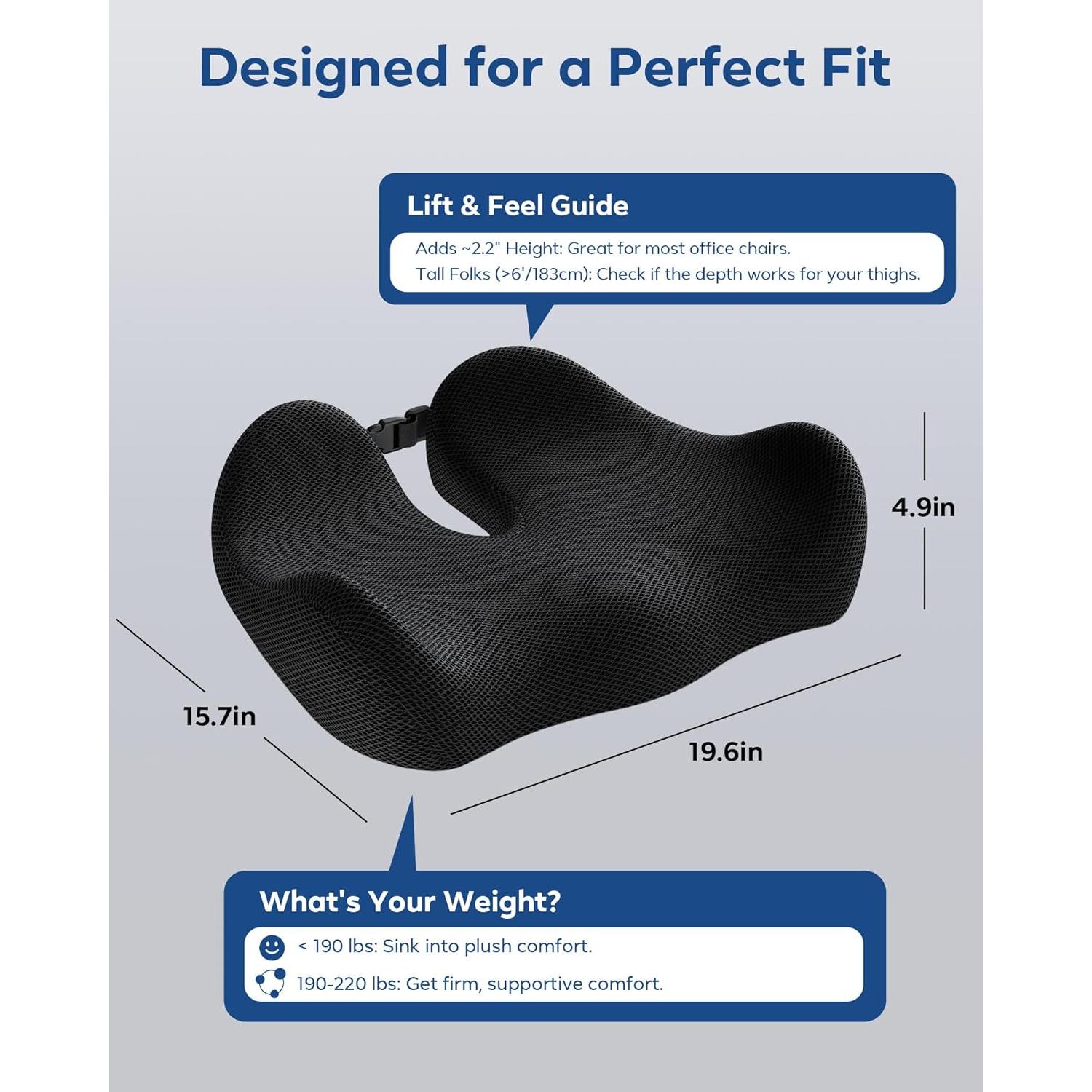Cojín de Silla de Oficina Feagar C18 Espuma Viscoelástica 49.7x39.9cm
