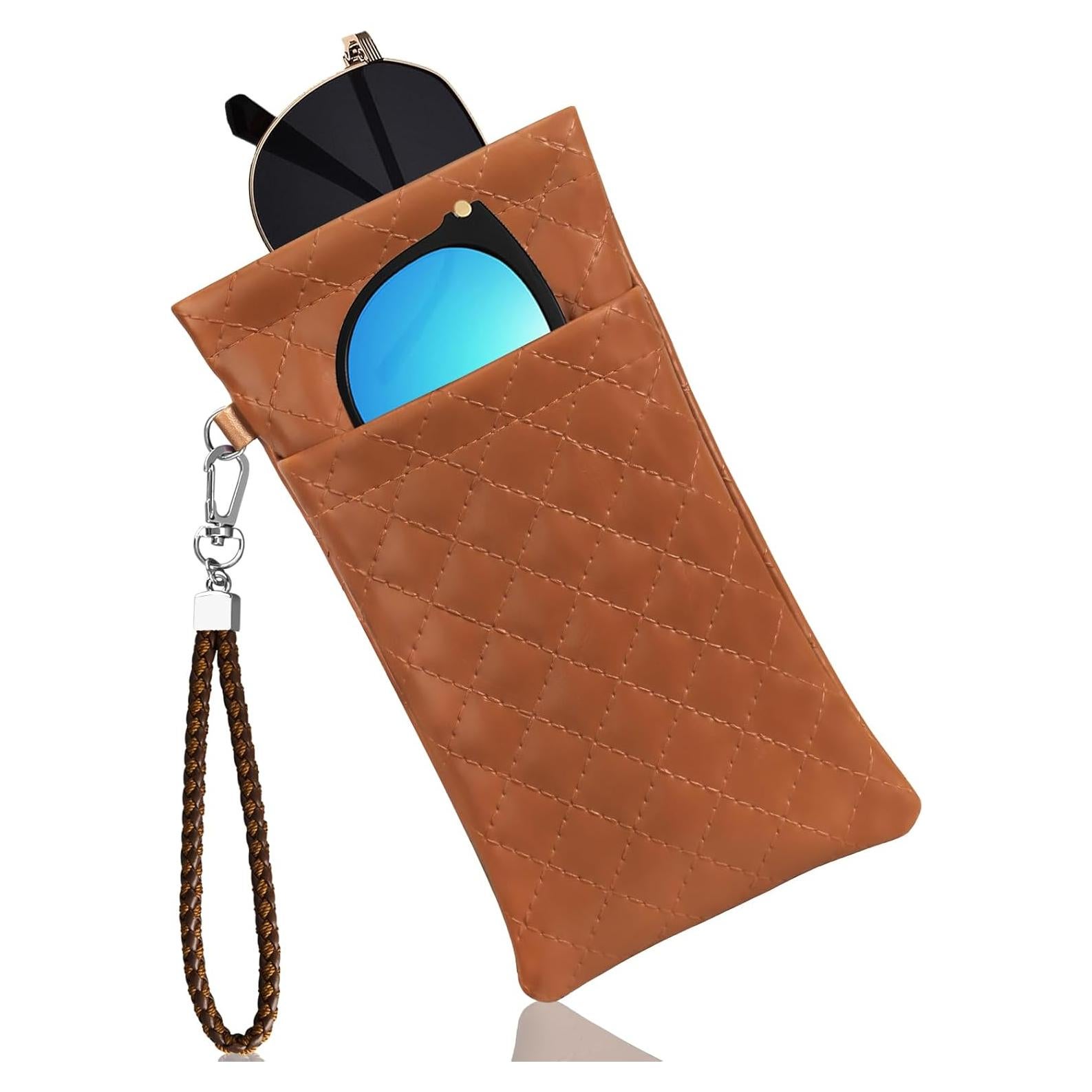 Estuche Doble para Gafas RayLove Pouch de Cuero Marrón