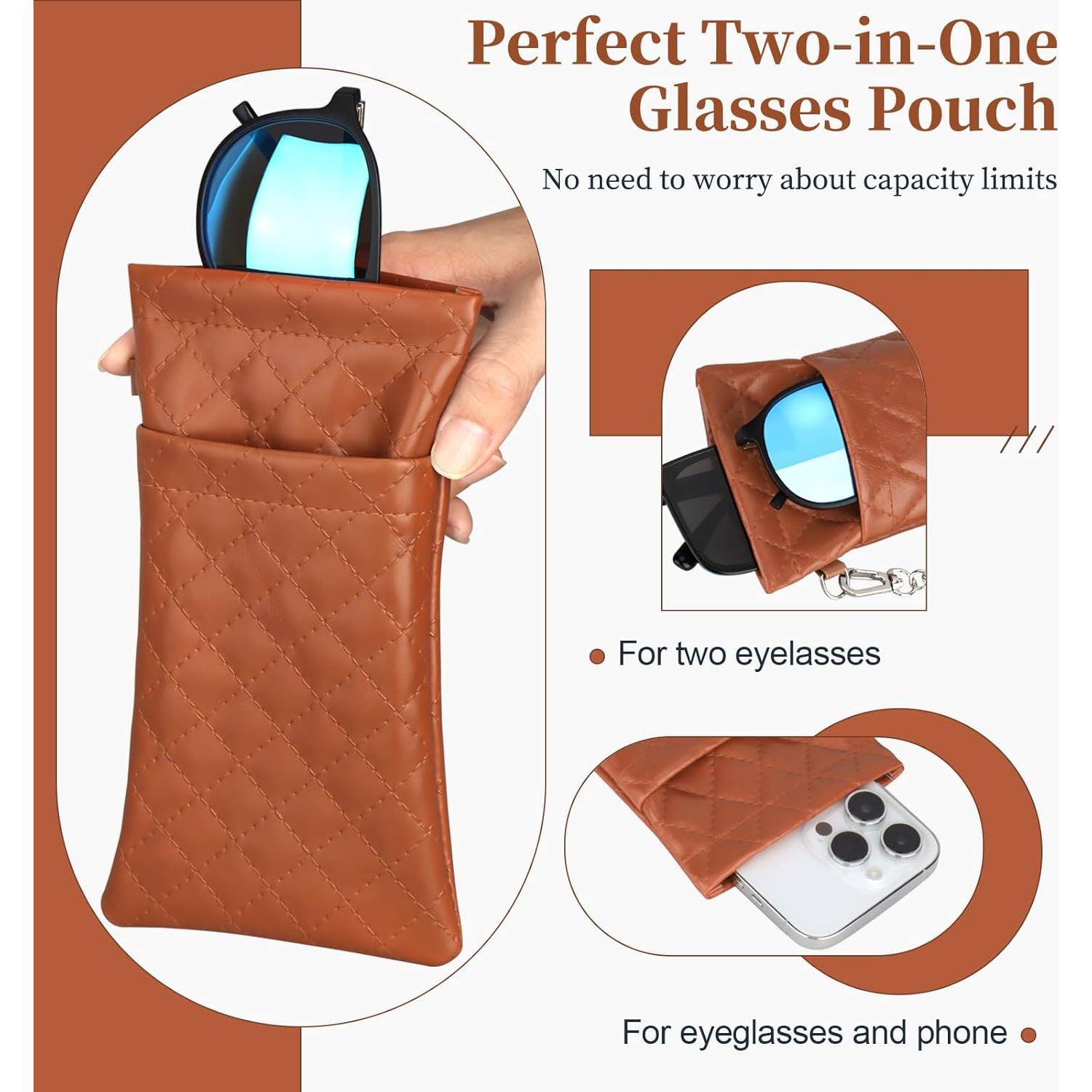 Estuche Doble para Gafas RayLove Pouch de Cuero Marrón