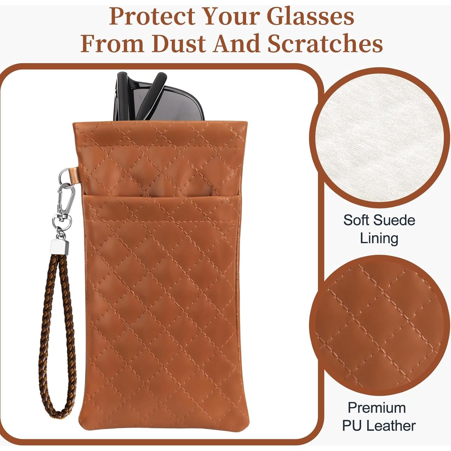 Estuche Doble para Gafas RayLove Pouch de Cuero Marrón