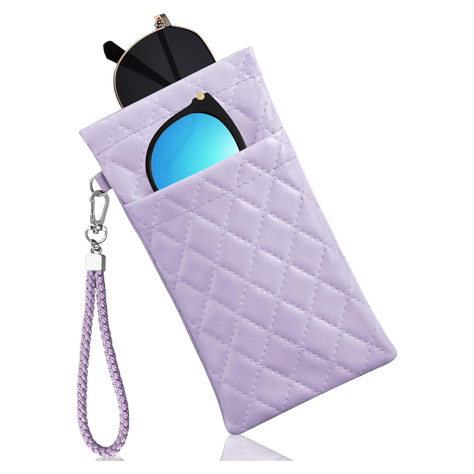 Estuche Doble para Gafas RayLove Bolsa de Cuero Púrpura