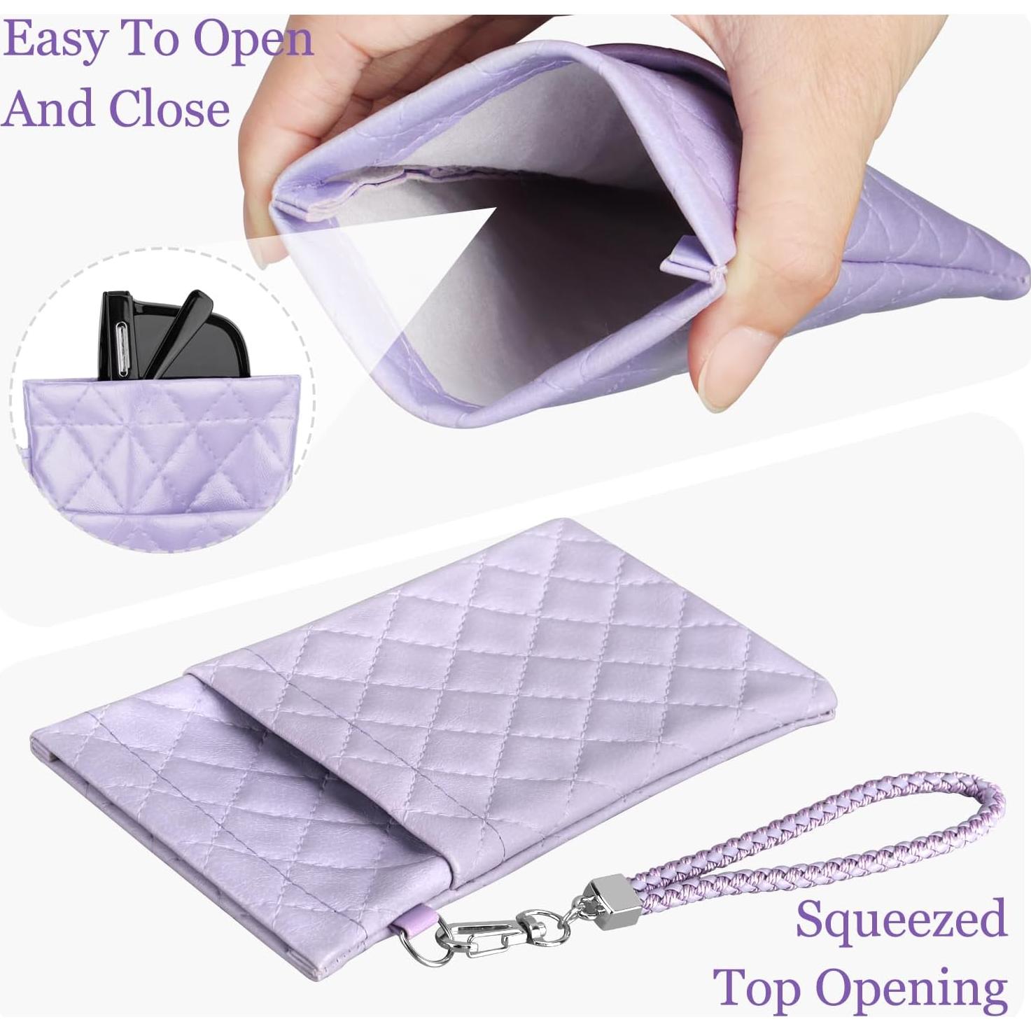 Estuche Doble para Gafas RayLove Bolsa de Cuero Púrpura