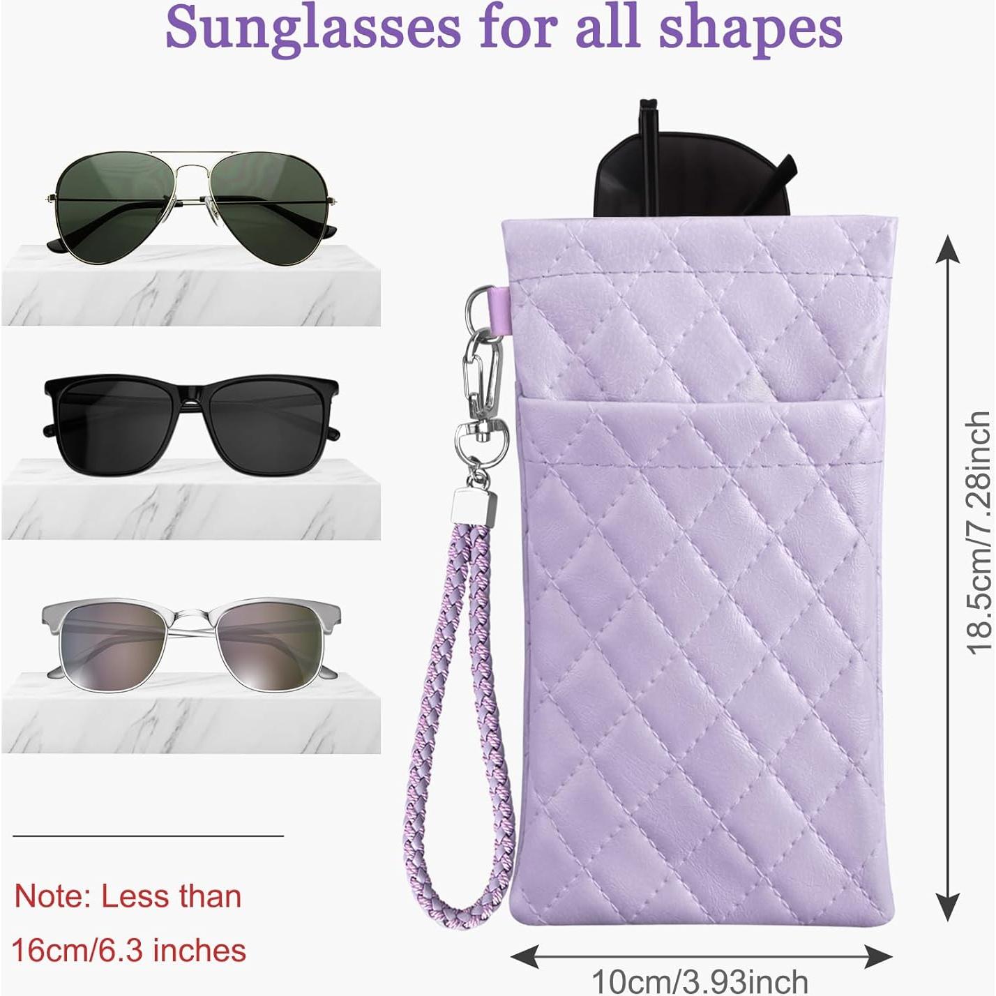 Estuche Doble para Gafas RayLove Bolsa de Cuero Púrpura