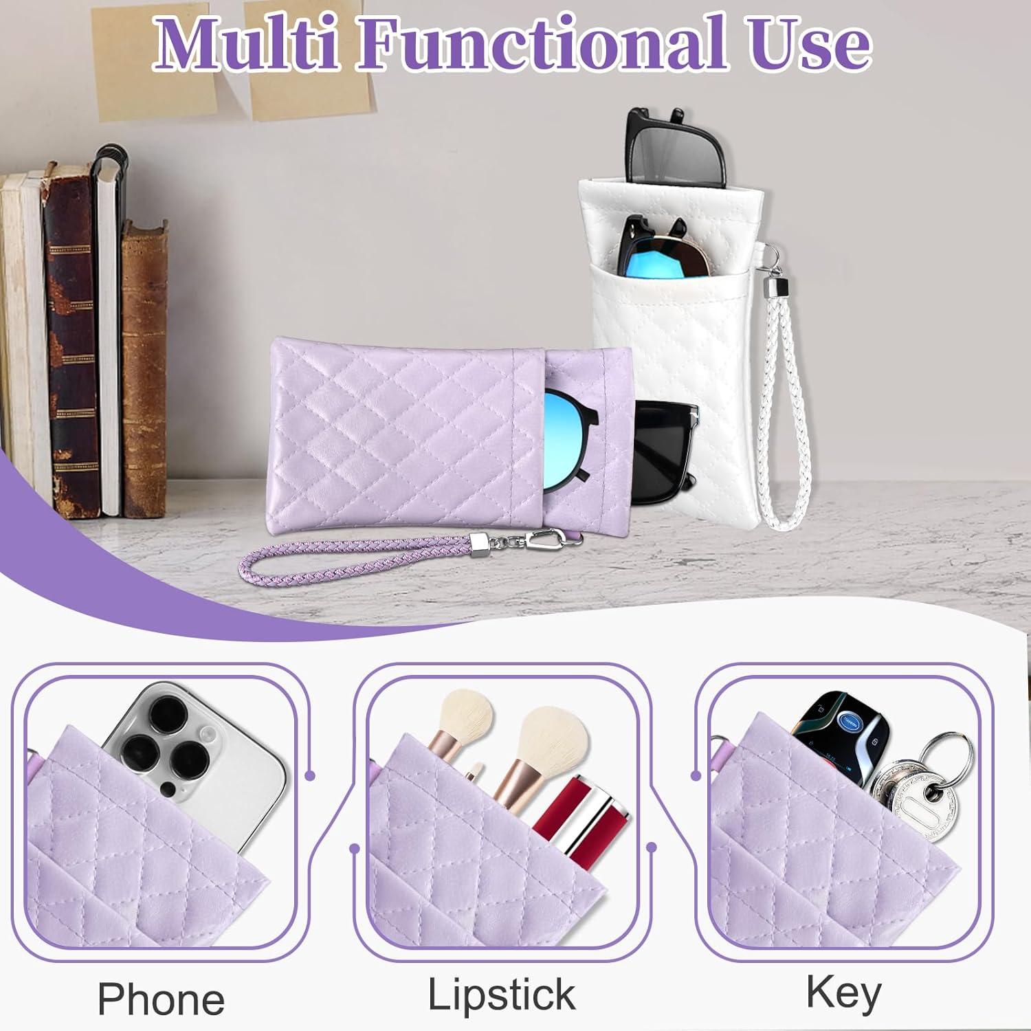 Estuche Doble para Gafas RayLove Bolsa de Cuero Púrpura