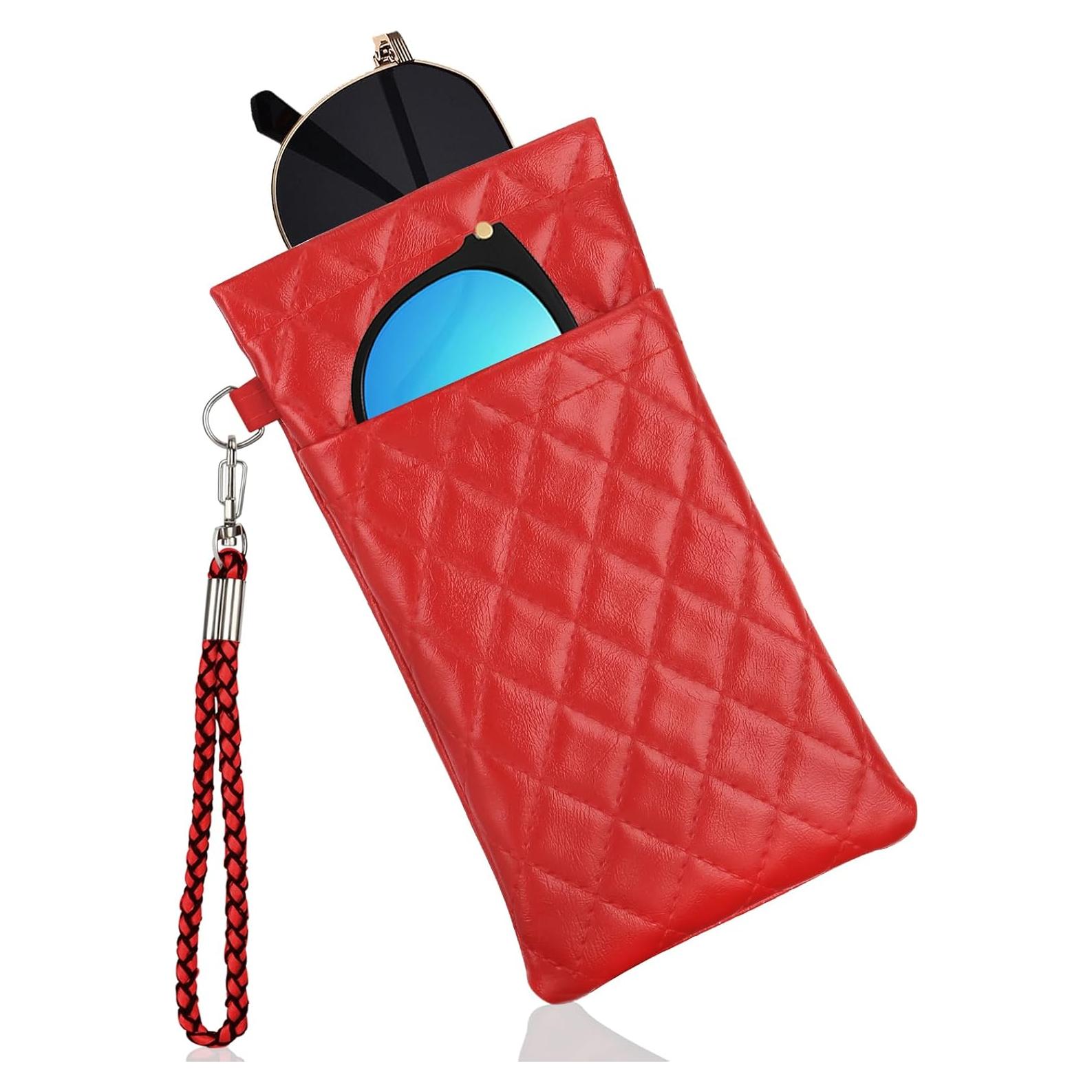 Estuche Doble para Gafas RayLove Rojo Bolsa de Cuero PU