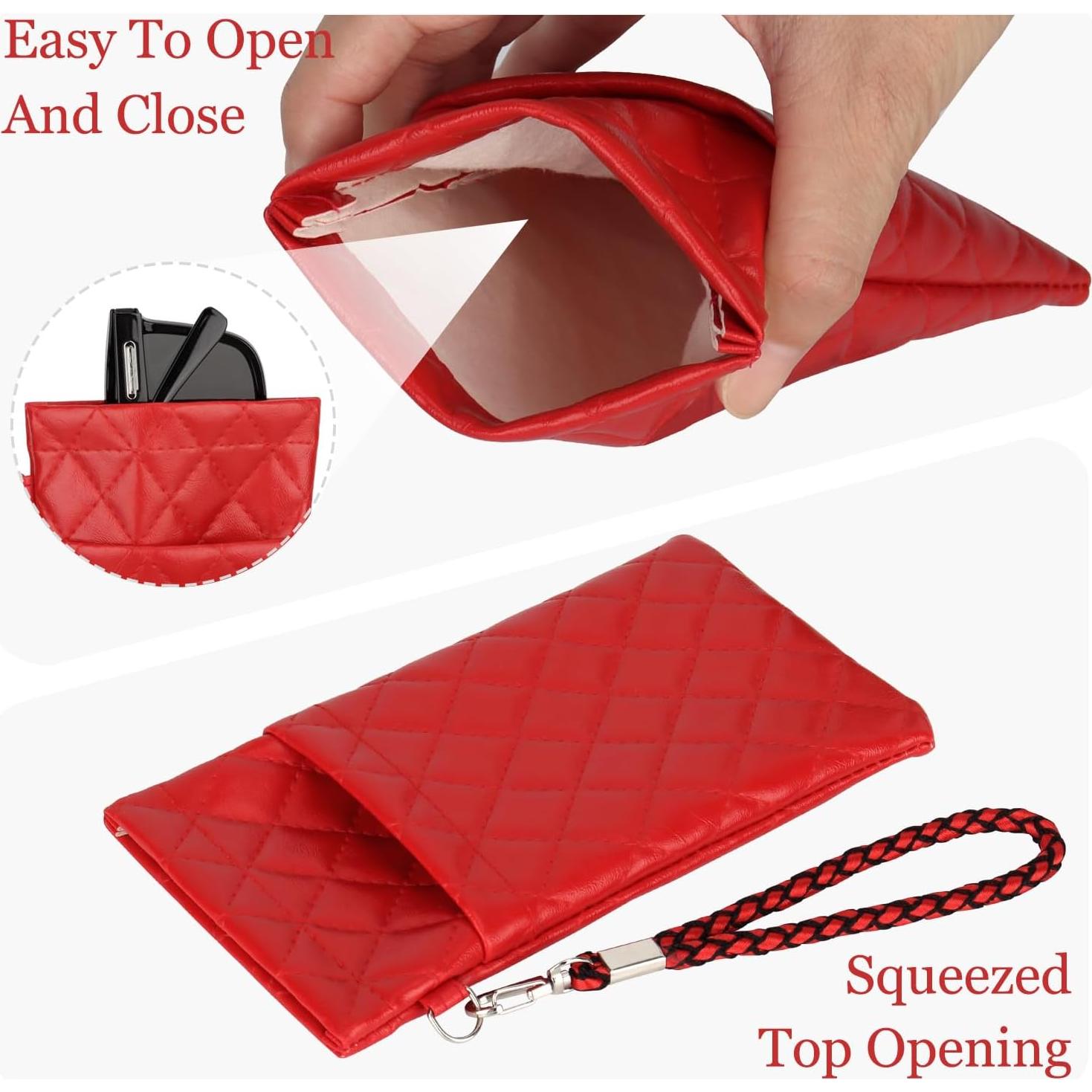 Estuche Doble para Gafas RayLove Rojo Bolsa de Cuero PU