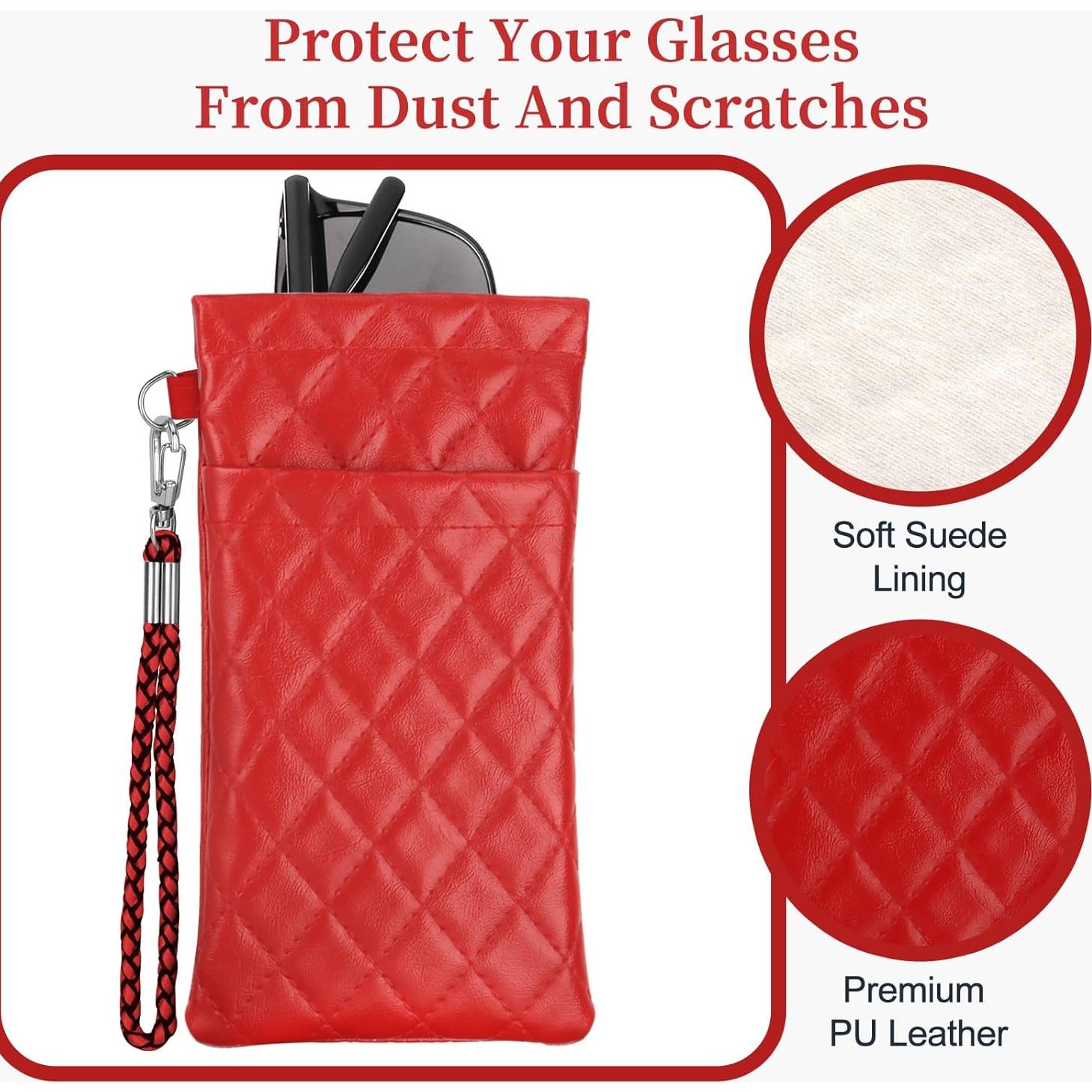 Estuche Doble para Gafas RayLove Rojo Bolsa de Cuero PU