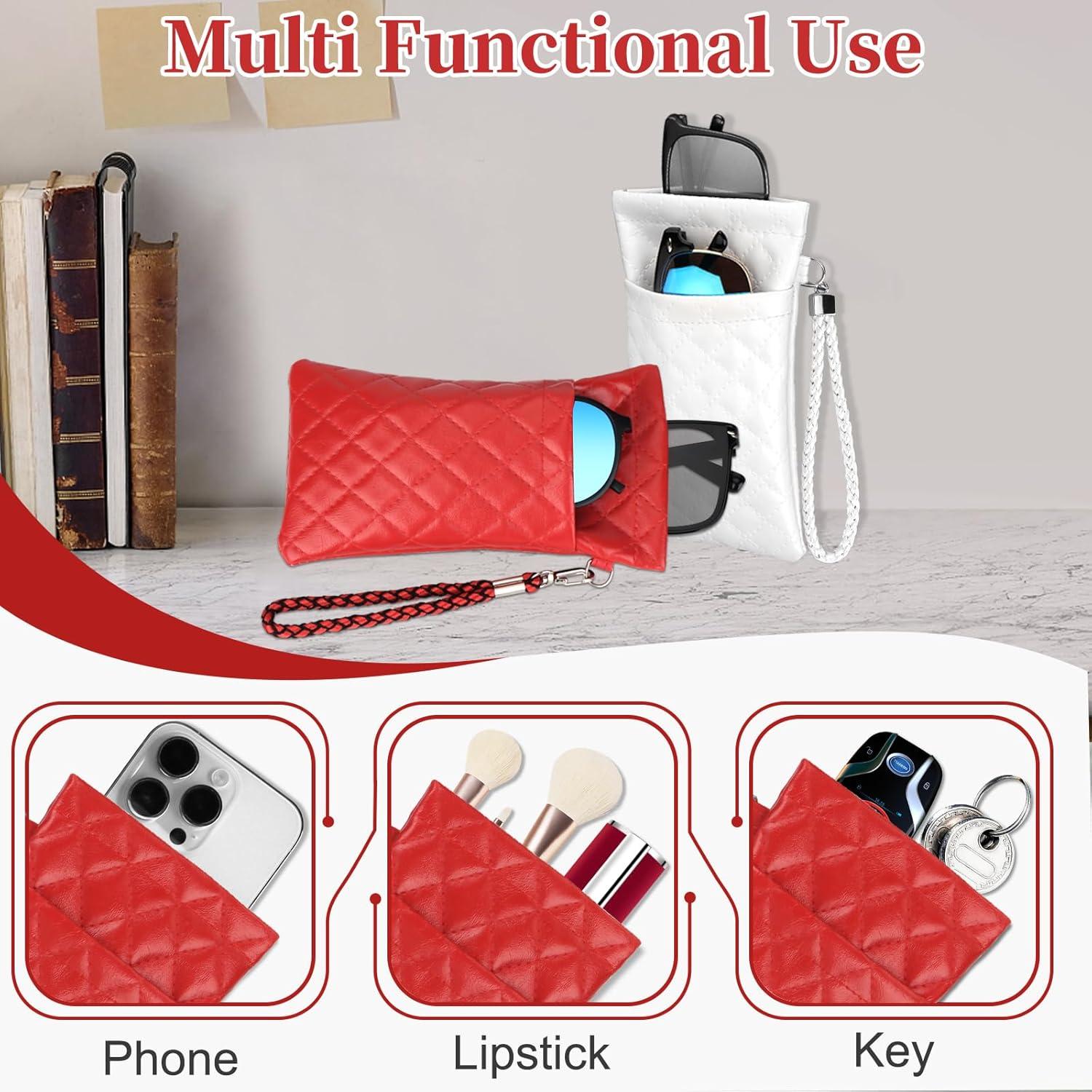 Estuche Doble para Gafas RayLove Rojo Bolsa de Cuero PU