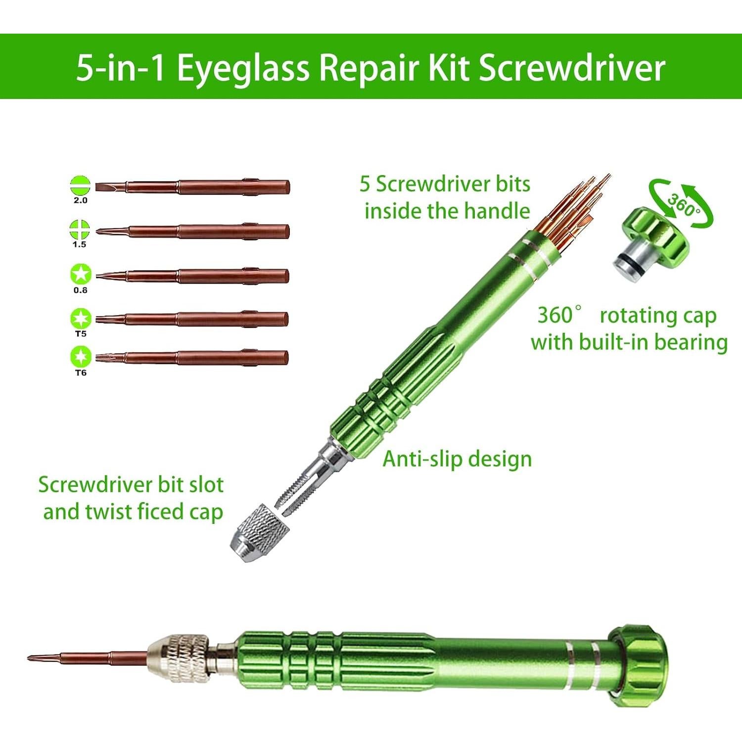 Kit de Reparación de Gafas Tasainu 5 en 1 Verde