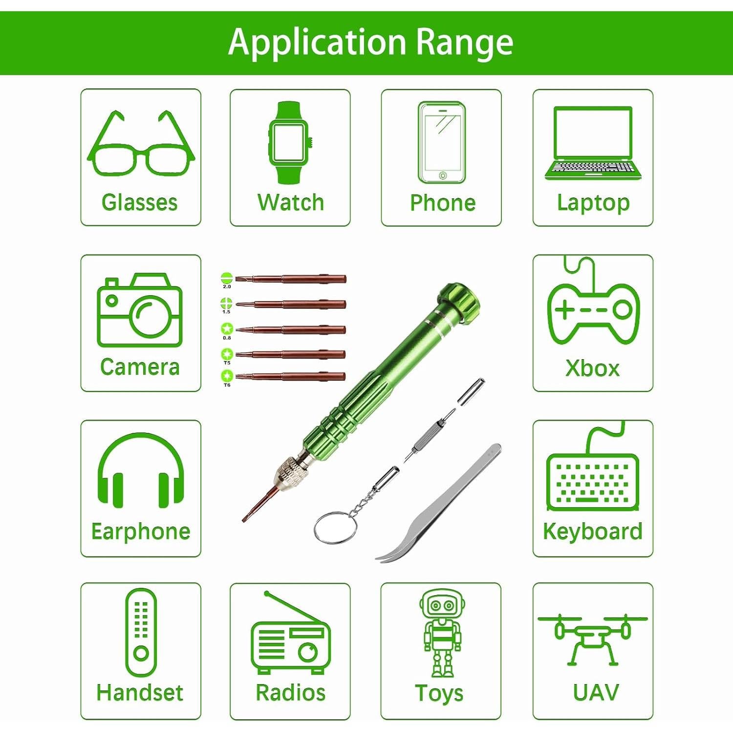 Kit de Reparación de Gafas Tasainu 5 en 1 Verde