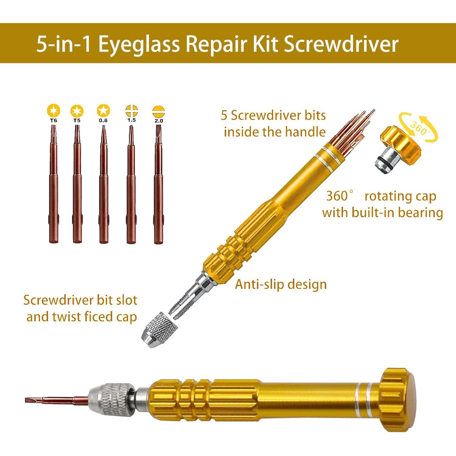 Kit de Reparación de Gafas Tasainu 5 en 1 con Destornilladores