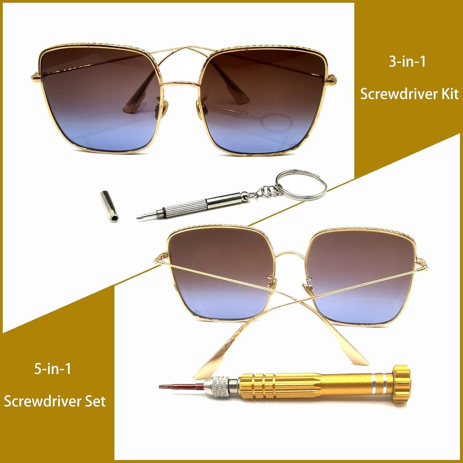 Kit de Reparación de Gafas Tasainu 5 en 1 con Destornilladores