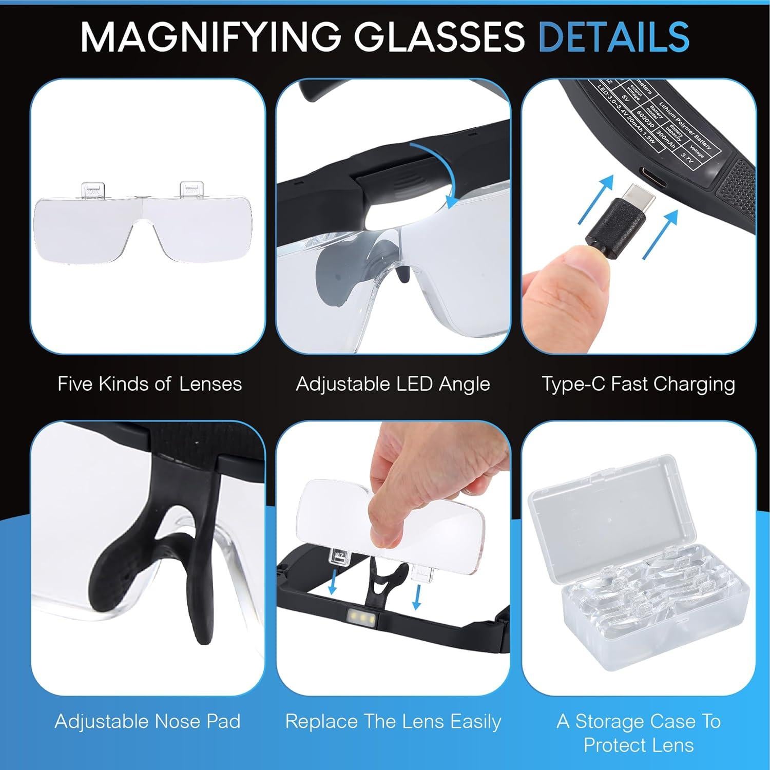 Lupa YOCTOSUN con Diadema y 5 Lentes de Aumento