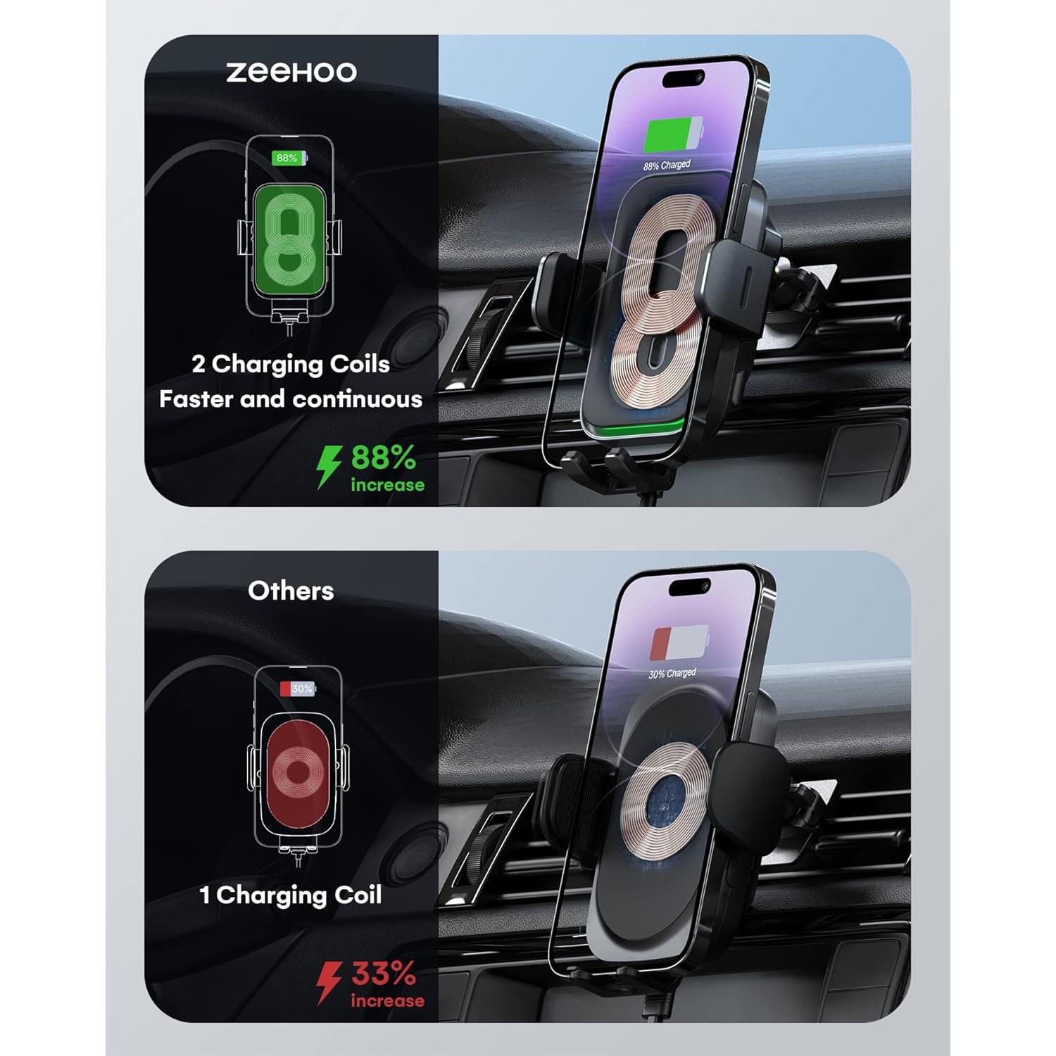 Cargador Inalámbrico para Auto ZeeHoo DUOXX-X3 15W Doble Bobina