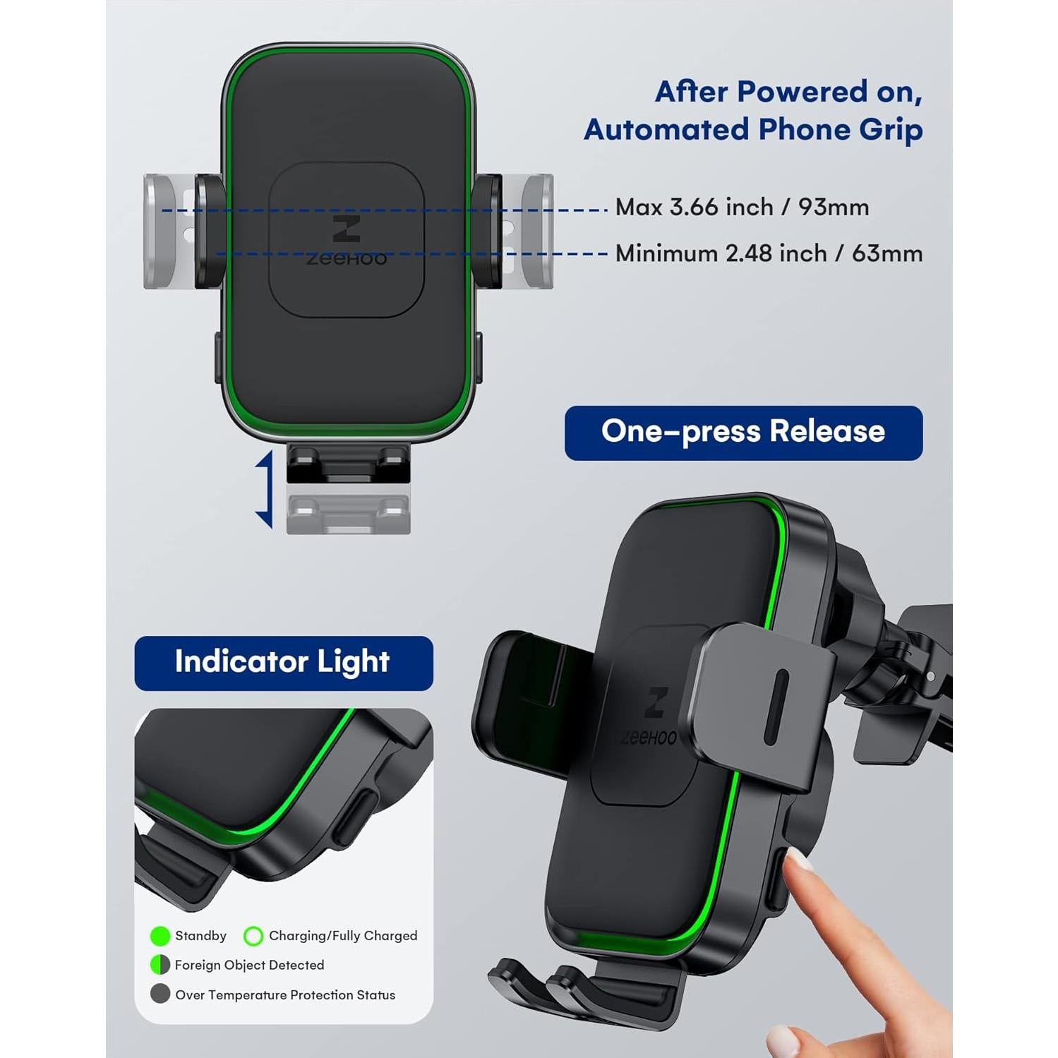 Cargador Inalámbrico para Auto ZeeHoo DUOXX-X3 15W Doble Bobina