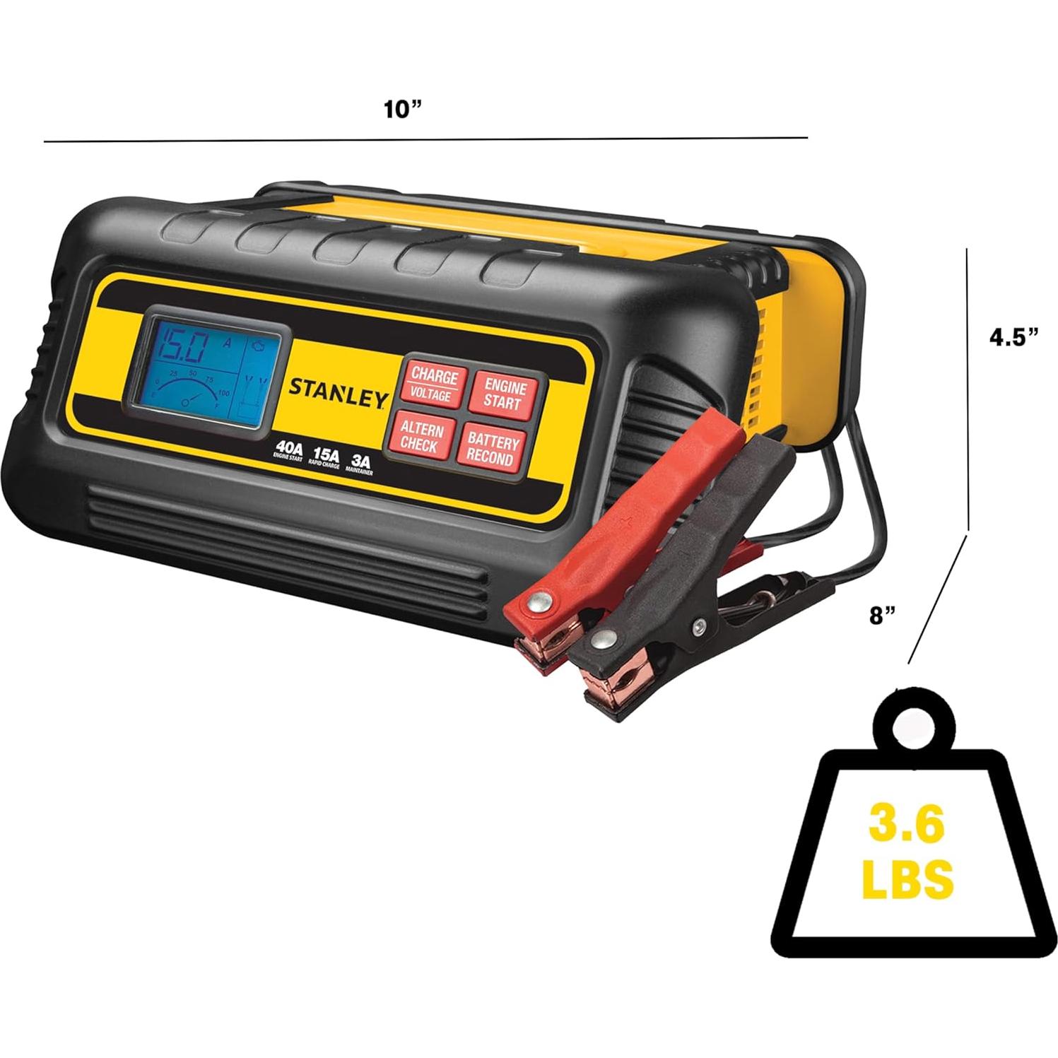 Cargador de Batería Stanley BC40BS 40A con Arranque y LCD