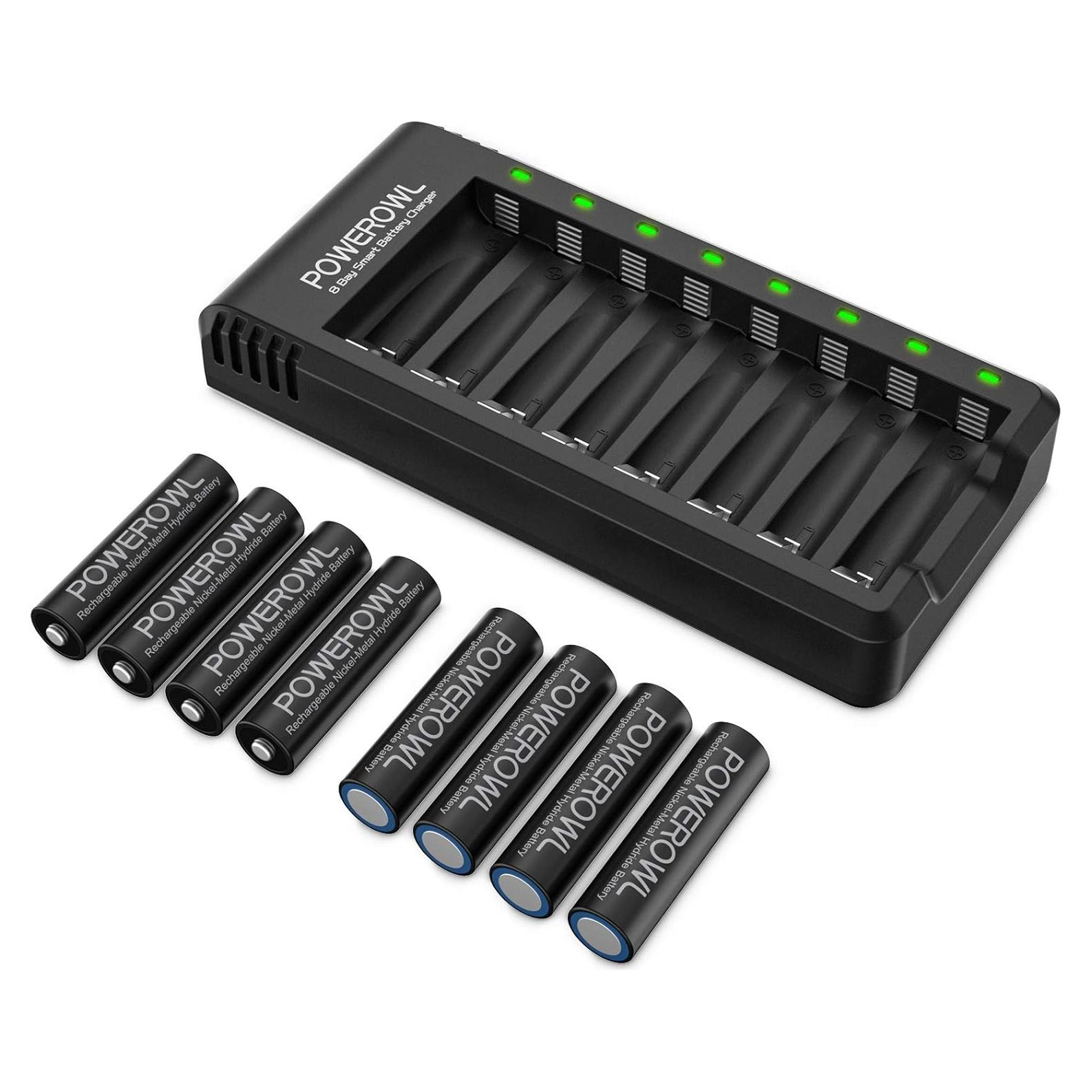 Baterías recargables AA POWEROWL 2800mAh con cargador