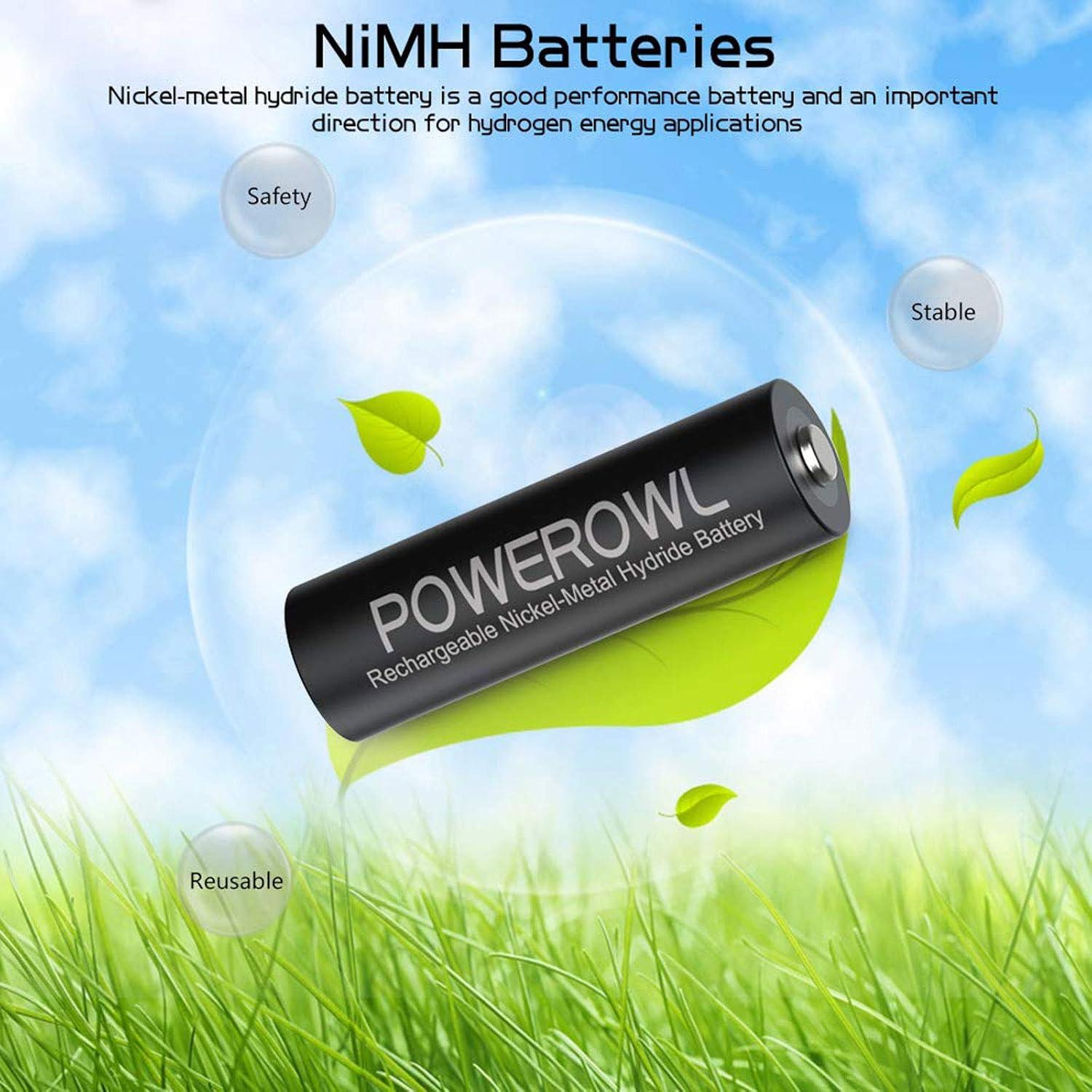 Baterías recargables AA POWEROWL 2800mAh con cargador