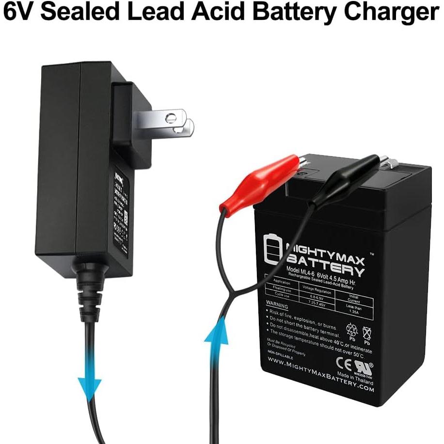 Cargador de Batería NASTIMA 6V 0.5A con LED y Clips