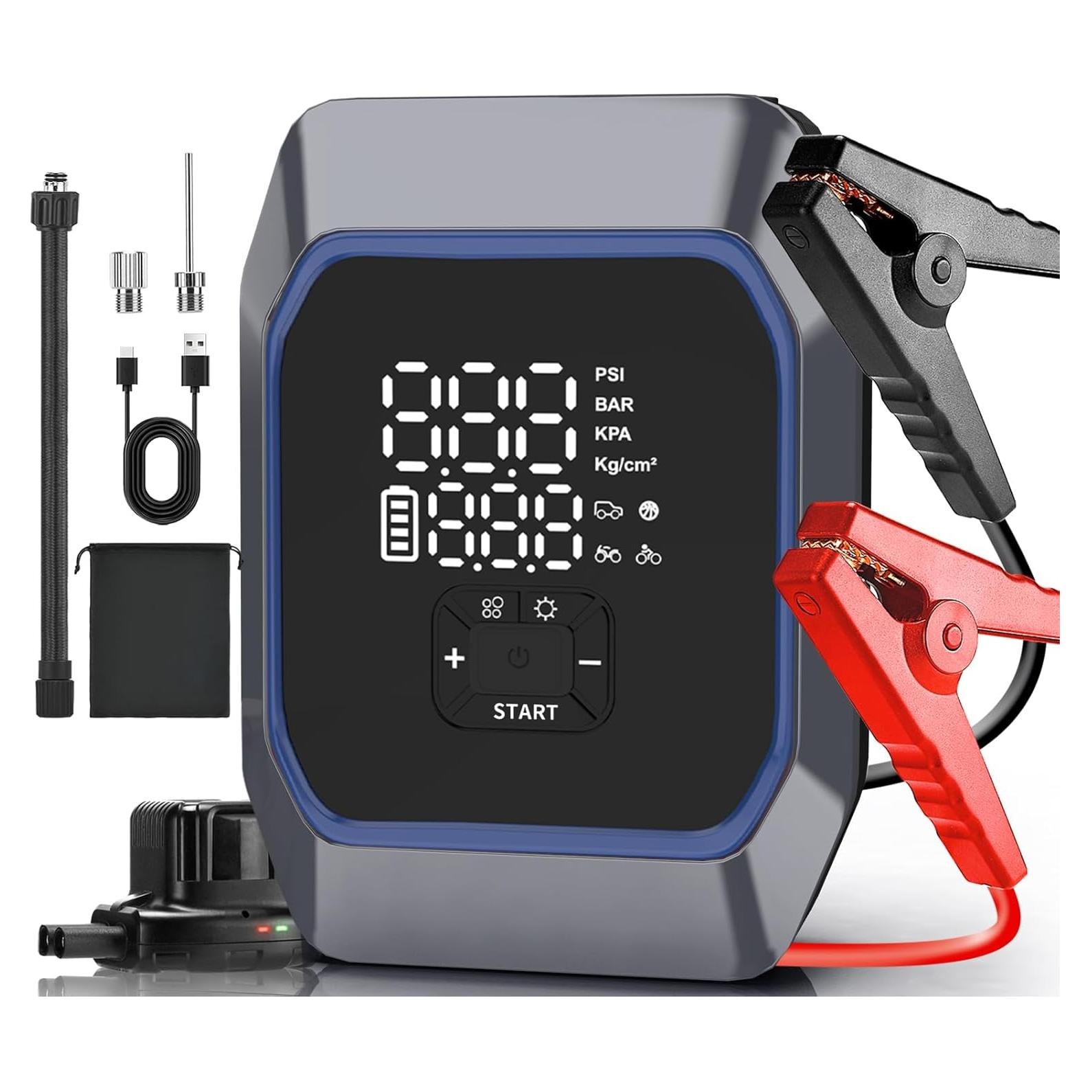 Arrancador de coche Sikoolet KF03 6000A con compresor y LED