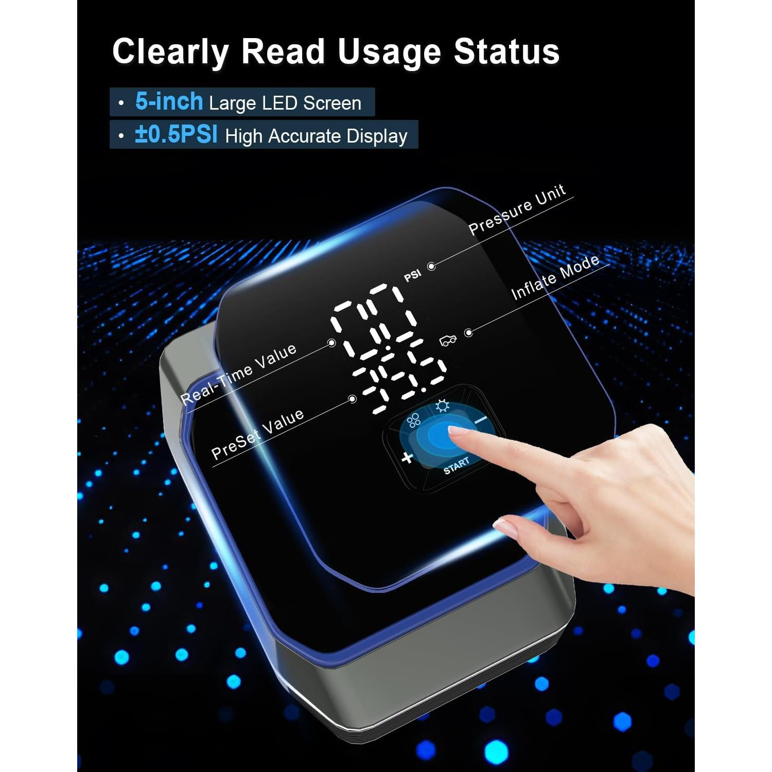 Arrancador de coche Sikoolet KF03 6000A con compresor y LED