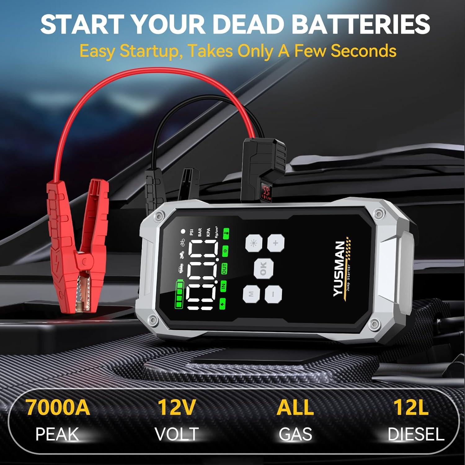Arrancador de coche YUSMAN F04 7000A 12V con compresor
