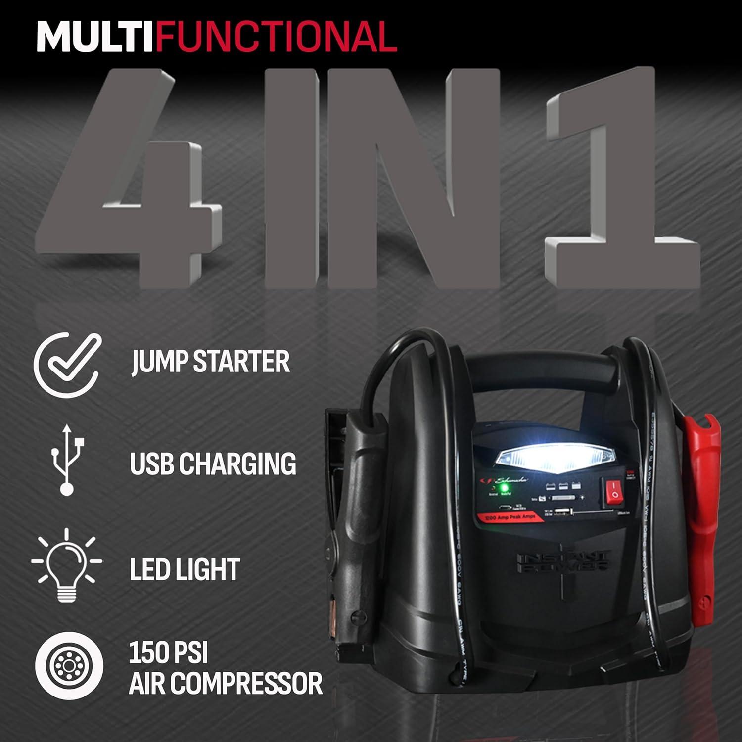 Arrancador de Salto Schumacher SL1562 1200A 12V 4-en-1