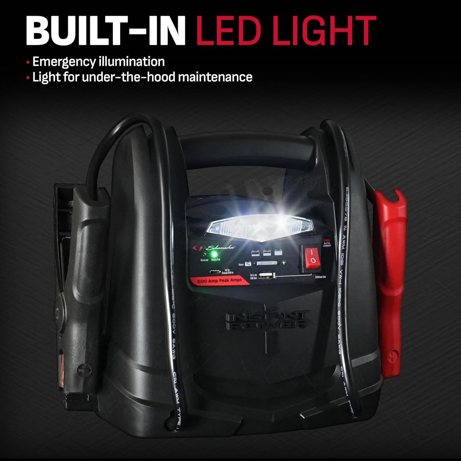 Arrancador de Salto Schumacher SL1562 1200A 12V 4-en-1