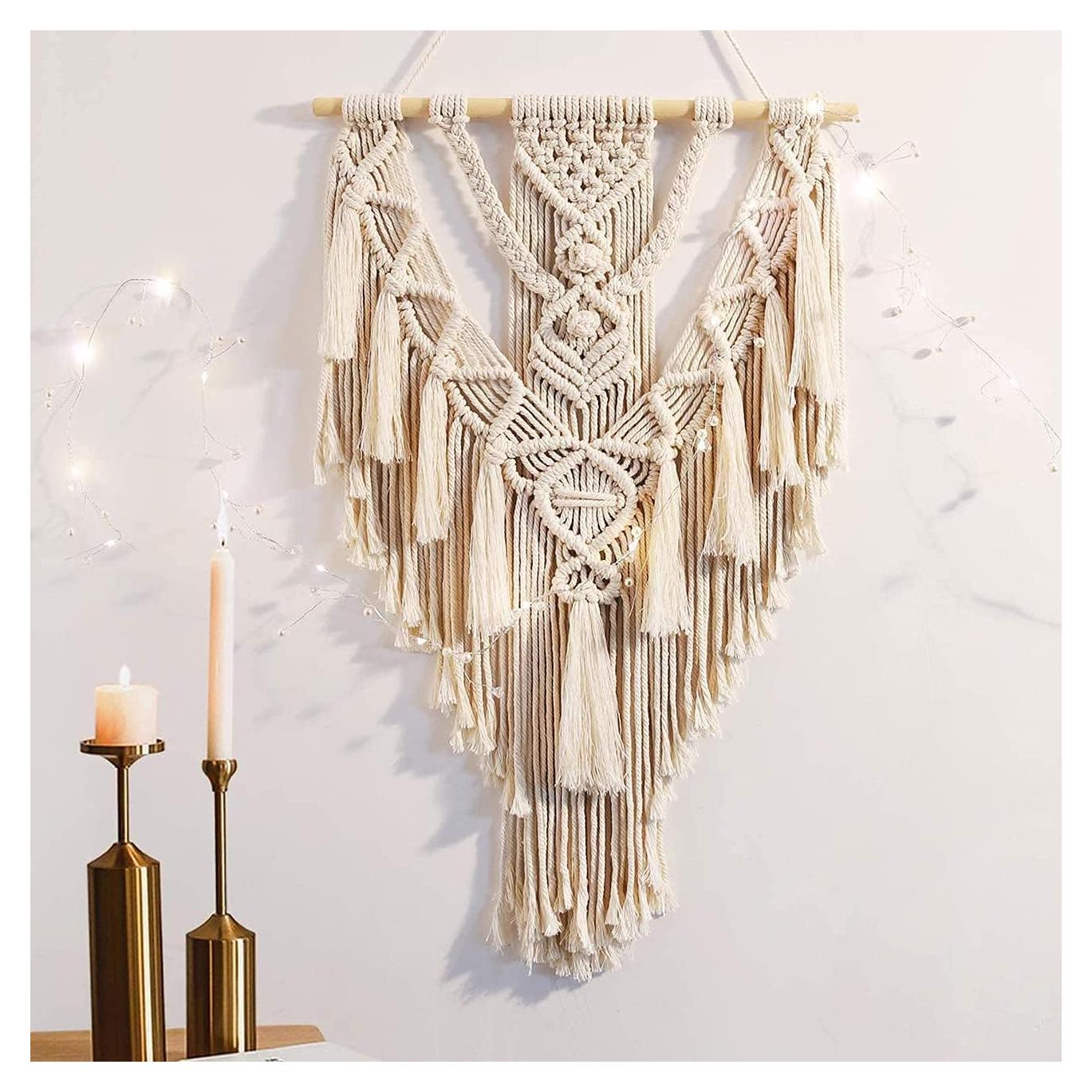 Colgante de Pared de Macramé ANROYE 71x46 cm Algodón Hecho a Mano