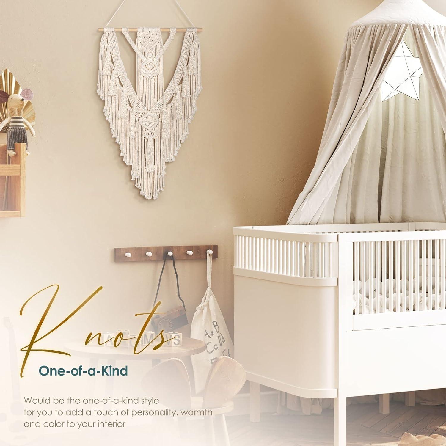 Colgante de Pared de Macramé ANROYE 71x46 cm Algodón Hecho a Mano