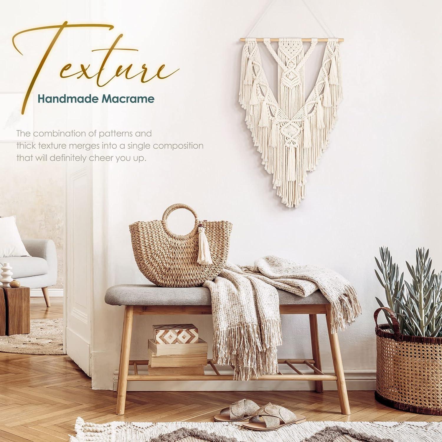 Colgante de Pared de Macramé ANROYE 71x46 cm Algodón Hecho a Mano