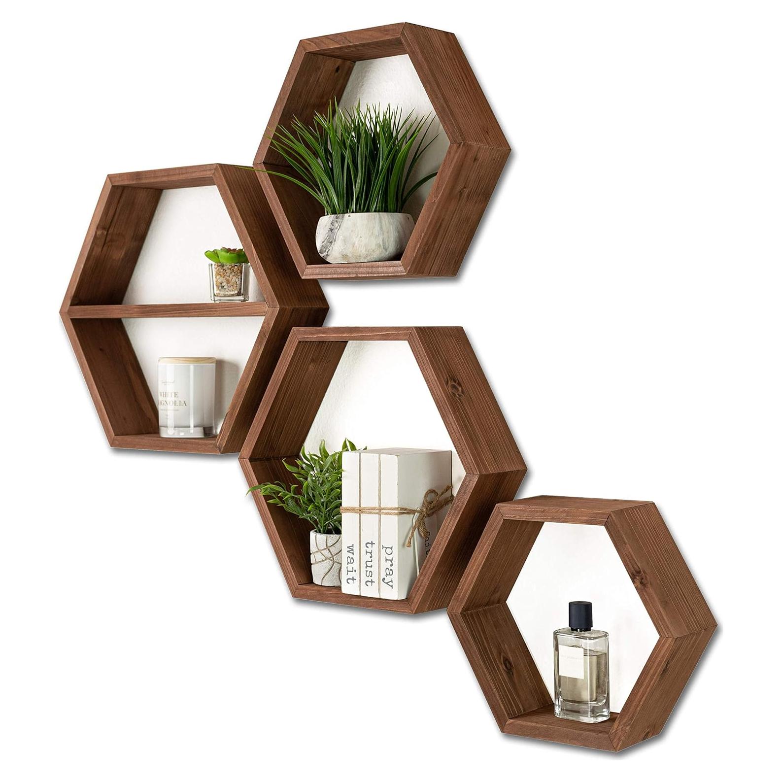 Estante Hexagonal Grande LABEND HOME Set de 4 Madera 43cm