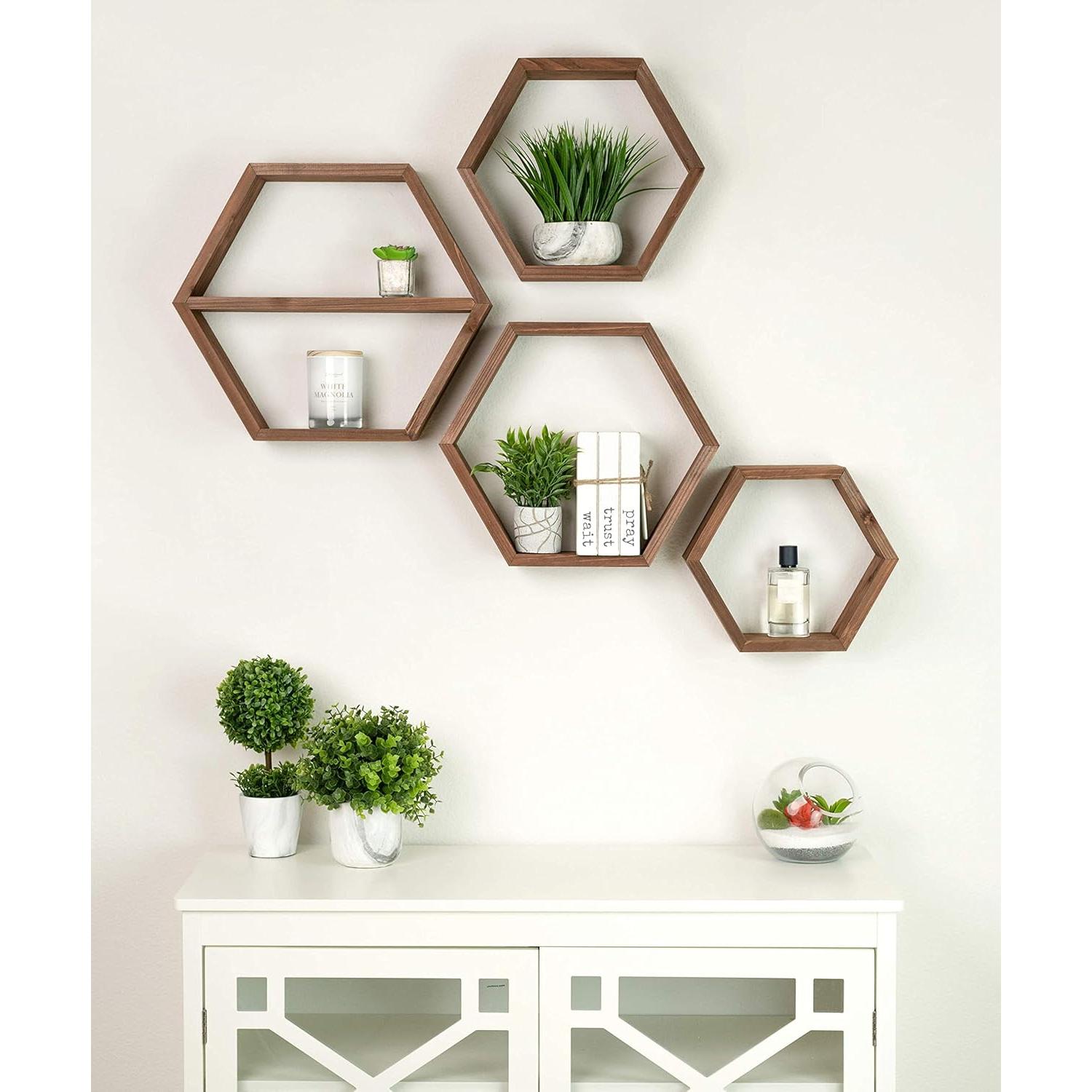 Estante Hexagonal Grande LABEND HOME Set de 4 Madera 43cm