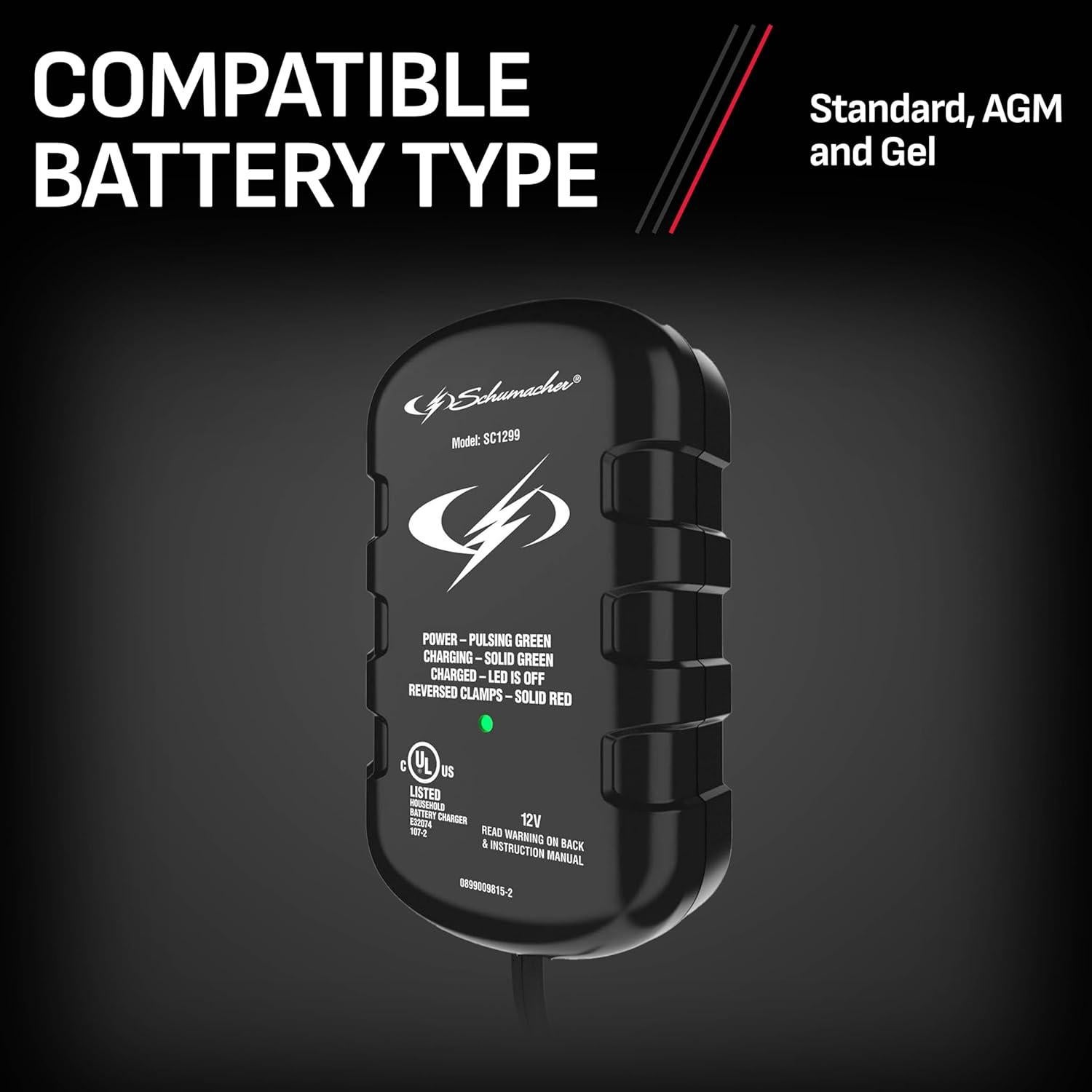 Cargador Mantenedor Schumacher SC1299 0.8A 12V Automático