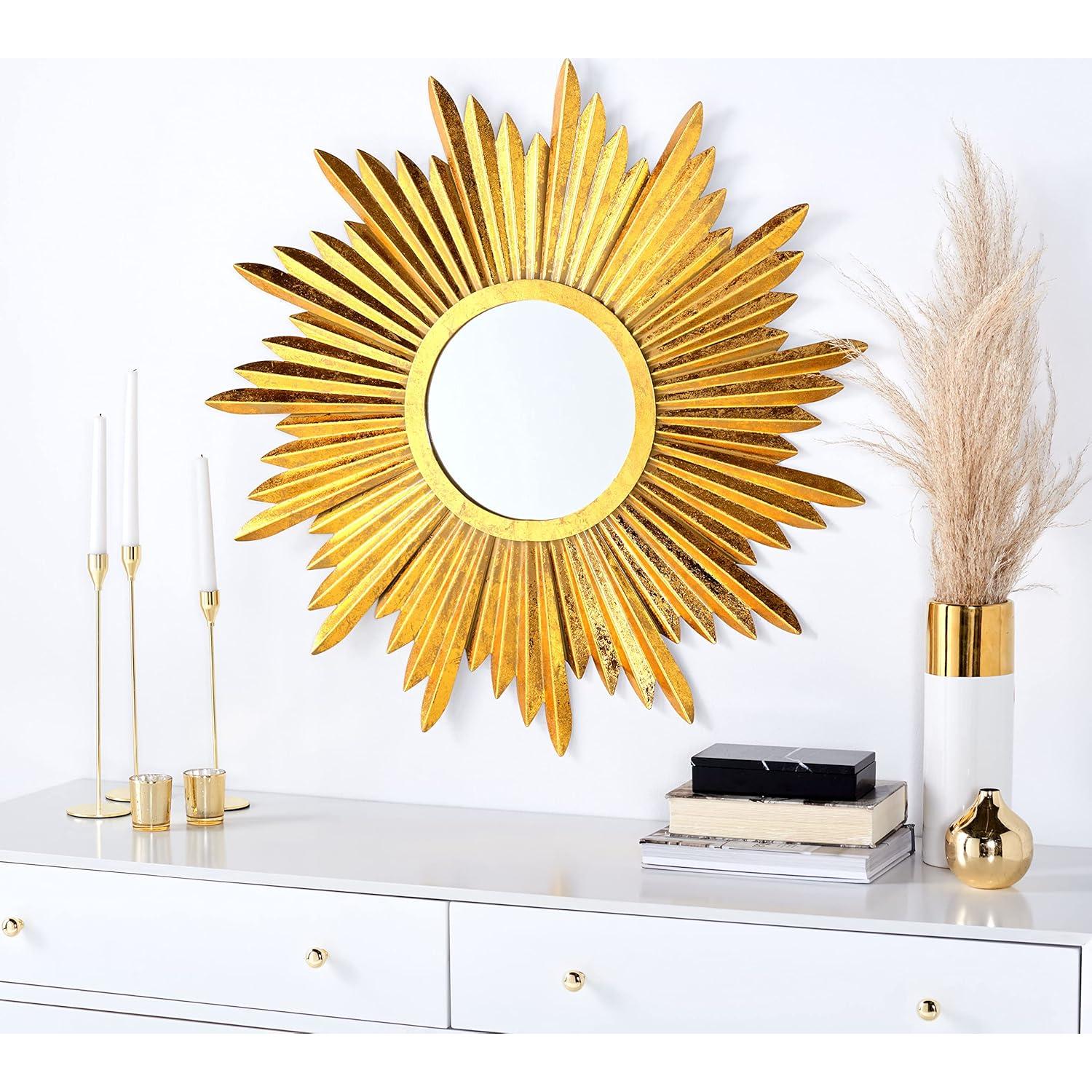 Espejo Redondo Decorativo Safavieh Josephine 85.1 cm Oro Antiguo