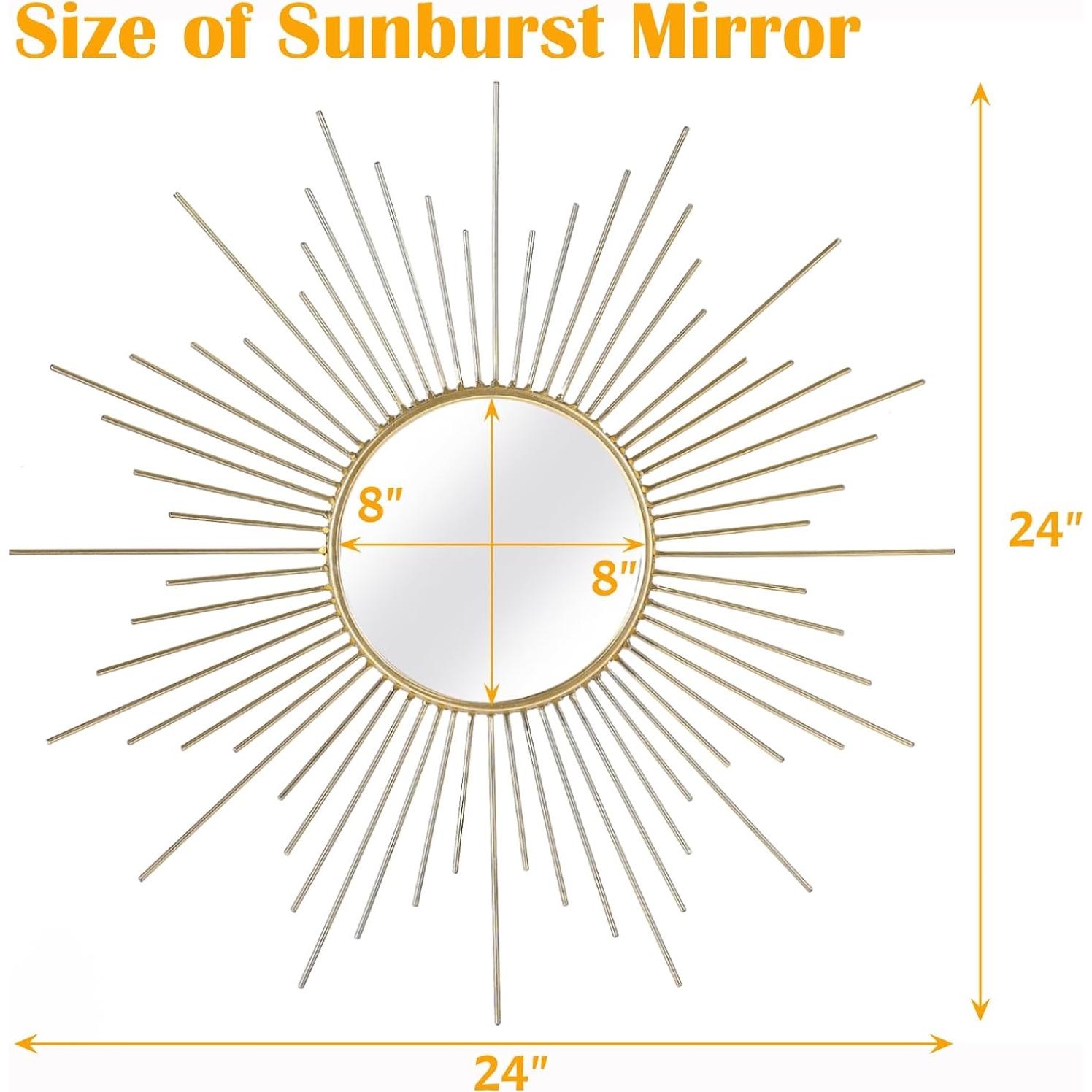 Espejo Solar Grande MOCOME 61 cm Oro Decoración Pared