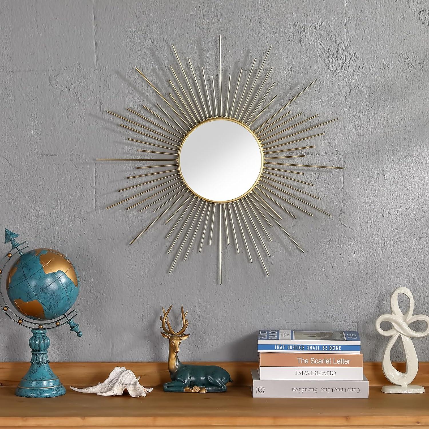 Espejo Solar Grande MOCOME 61 cm Oro Decoración Pared