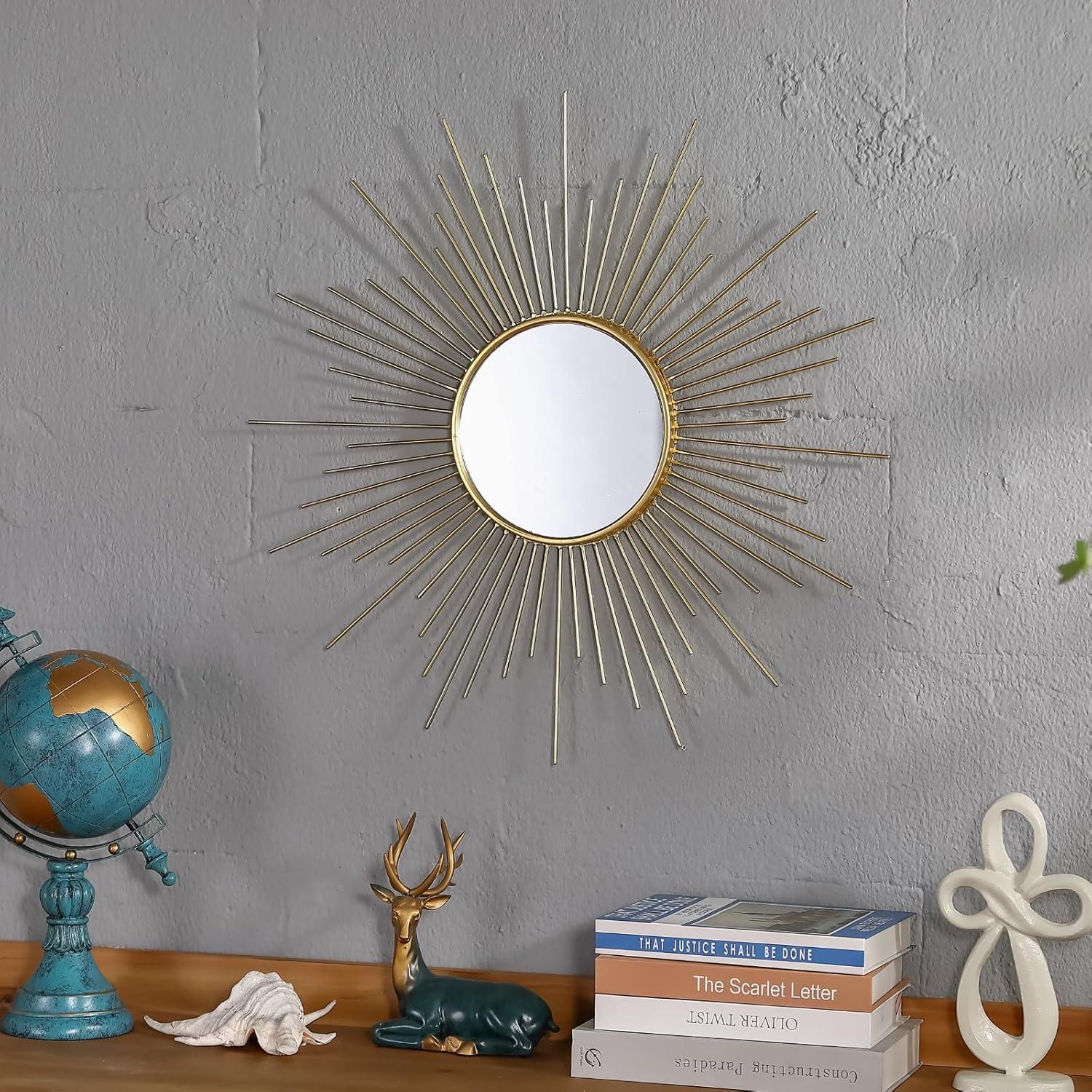 Espejo Solar Grande MOCOME 61 cm Oro Decoración Pared