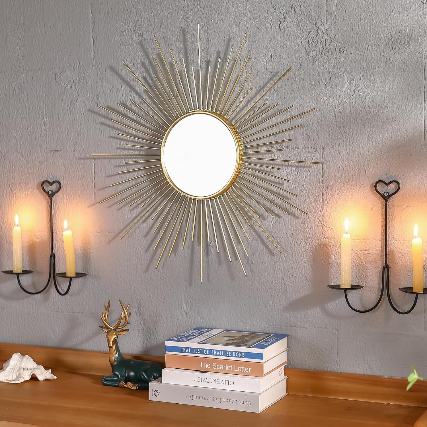 Espejo Solar Grande MOCOME 61 cm Oro Decoración Pared